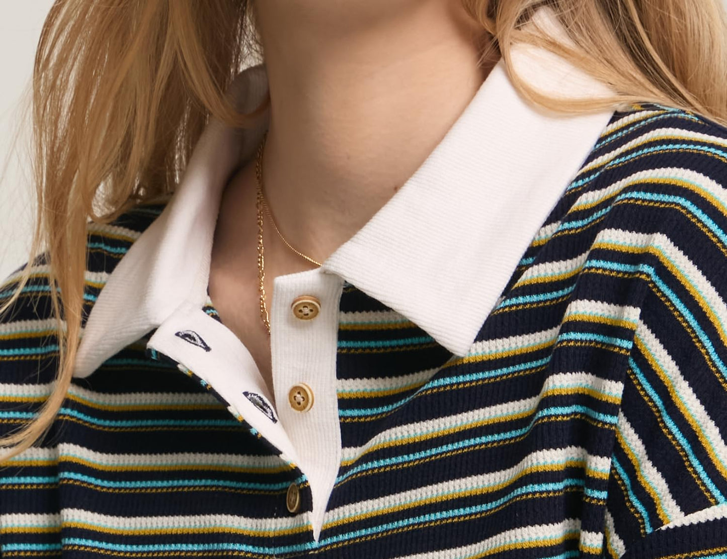 WIHOLL Womens Sweatshirts Colorblock Striped Fall Outfits Long Sleeve Polo Button Shirts 2024 Fashion Soft Winter Lightweight Tunic Tops Navy Small