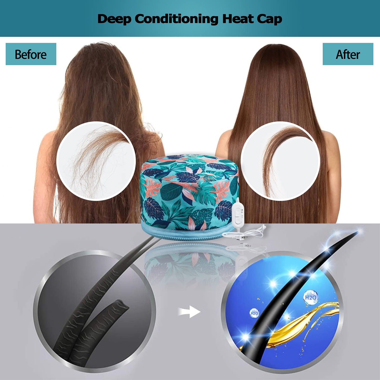 VICARKO Hair Steamer Thermal Heat Cap ππ±πππ§πππ ππ¨π«π Deep Conditioning Natural Black Hair Scalp Treatment Spa Hot Head Care Electric for Home Use