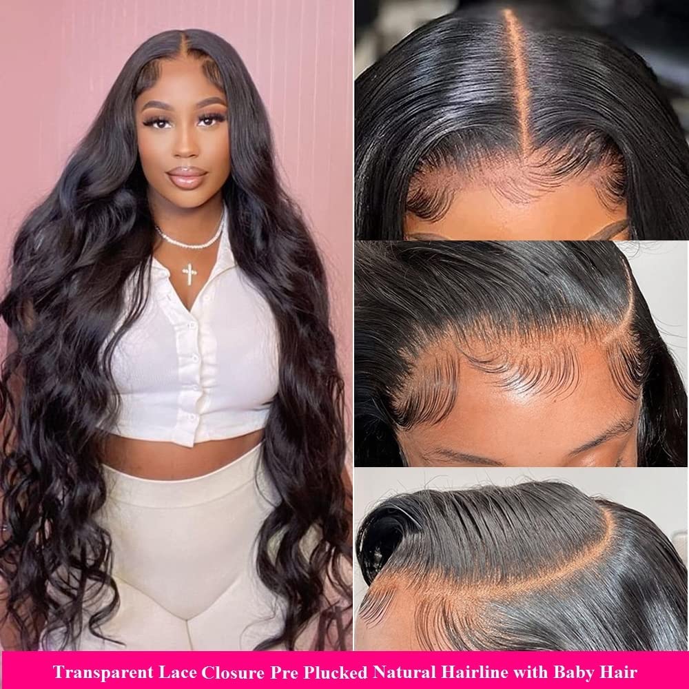 10A Brazilian Body Wave Bundles with Closure Human Hair 18 20 22 with 16 Inch Human Hair Bundles with Closure Body Wave 100% Unprocessed Remy Virgin Human Hair Weave 3 Bundles with HD Lace Closure