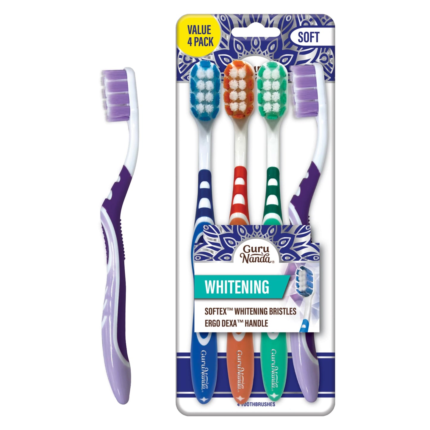 GuruNanda Whitening Toothbrush 4 Pack & Butter on Gums Toddler Toothbrush 2 Pack