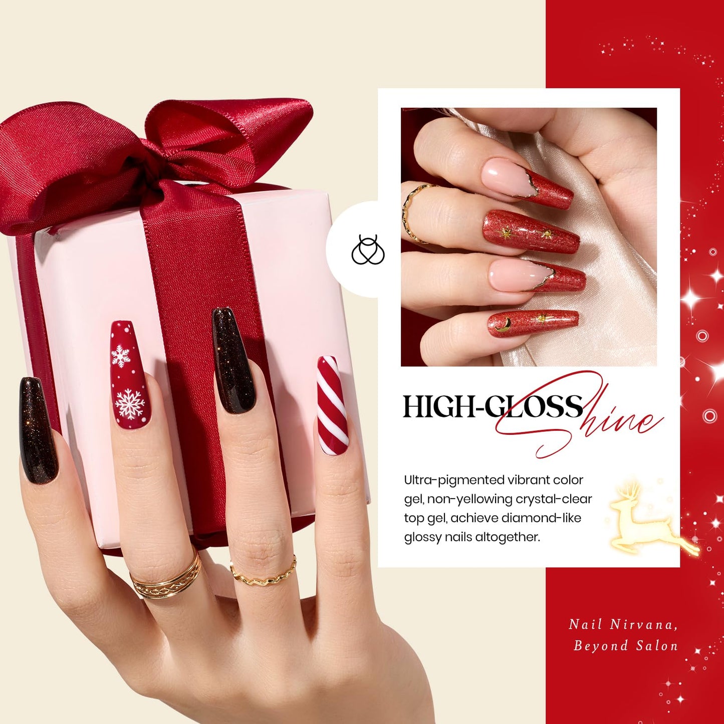Beetles 23Pcs Gel Nail Polish Kit with Base Gel Top Coat Reason and Romance Collection Orange Brown Burgundy Red Gray Golden Soak off UV Nail Lamp Valentine's Day Gift for Women