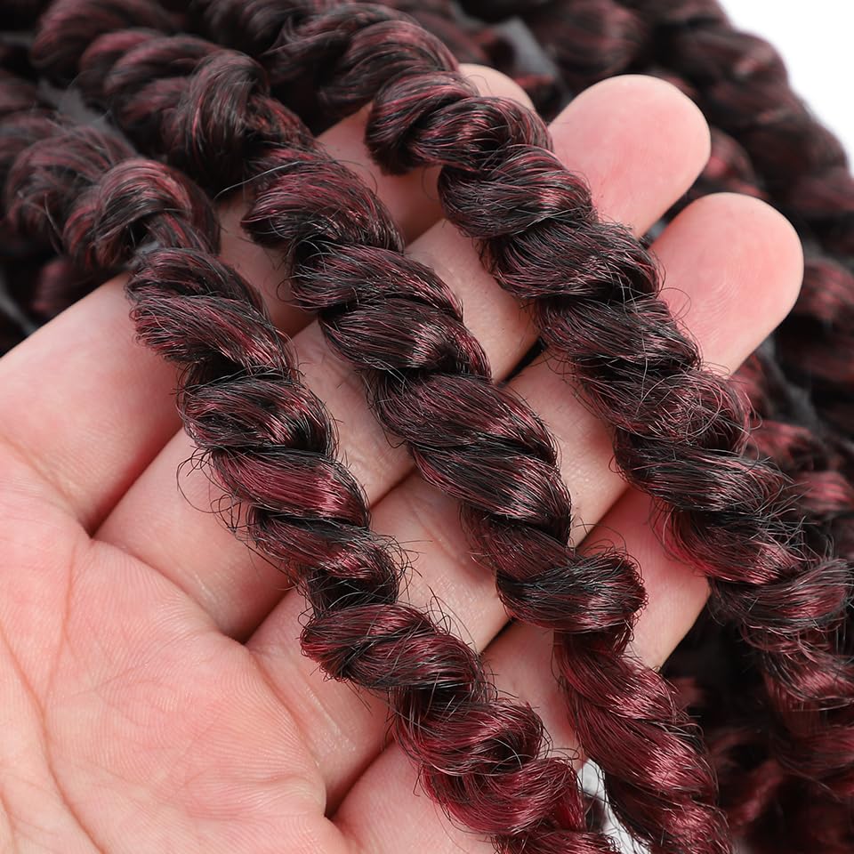 Felek Passion Twist Crochet Hair 24inch 8 Packs Pre Looped Twist Crochet Hair For Black Women Natural Soft Ombre Burgundy Pre Twisted Passion Twist Crochet Hair (T-99j(118), 24inch)