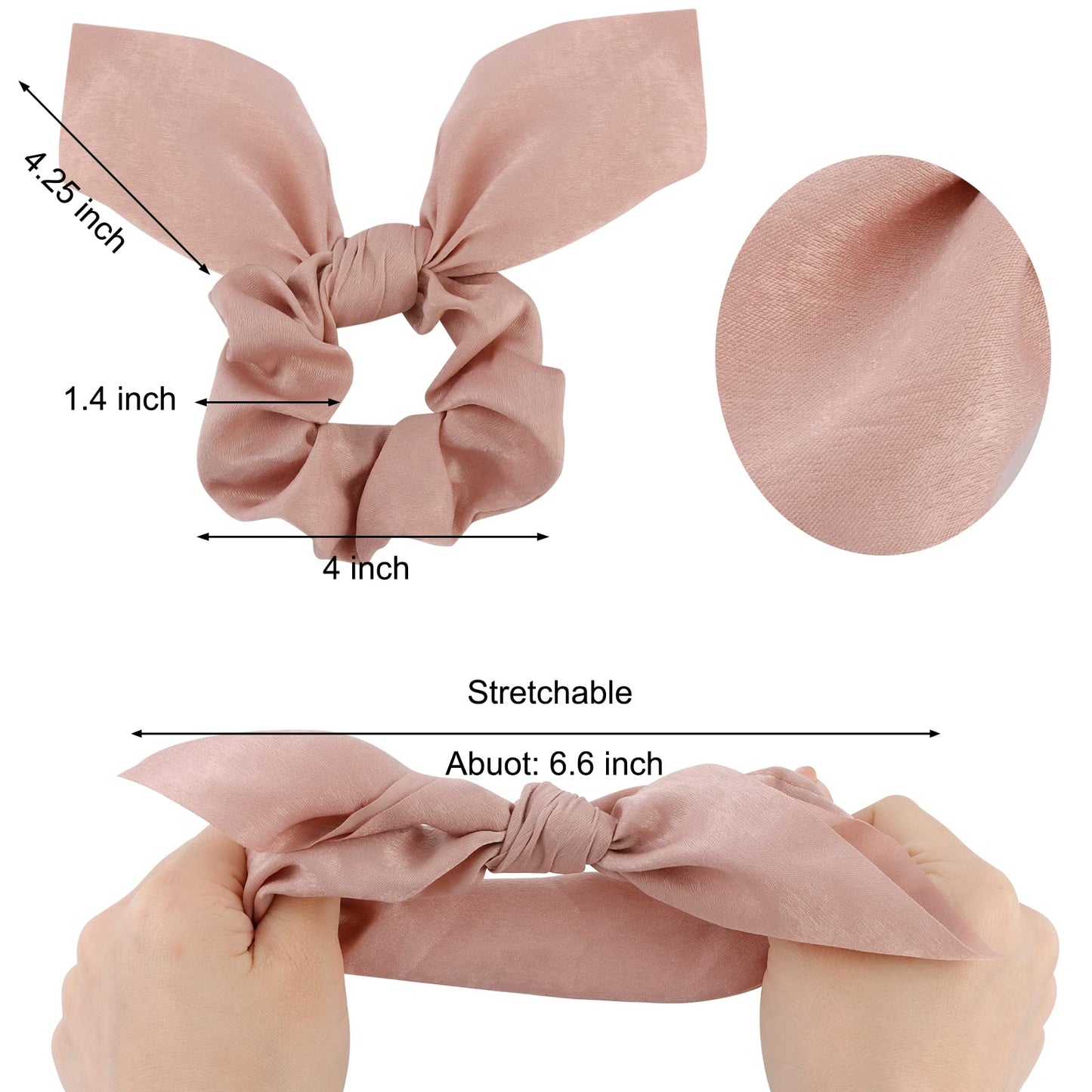 ACO-UINT 20 Pack Satin Scrunchies - Thick Hair Ponytail Holders with Bows for Girls and Women