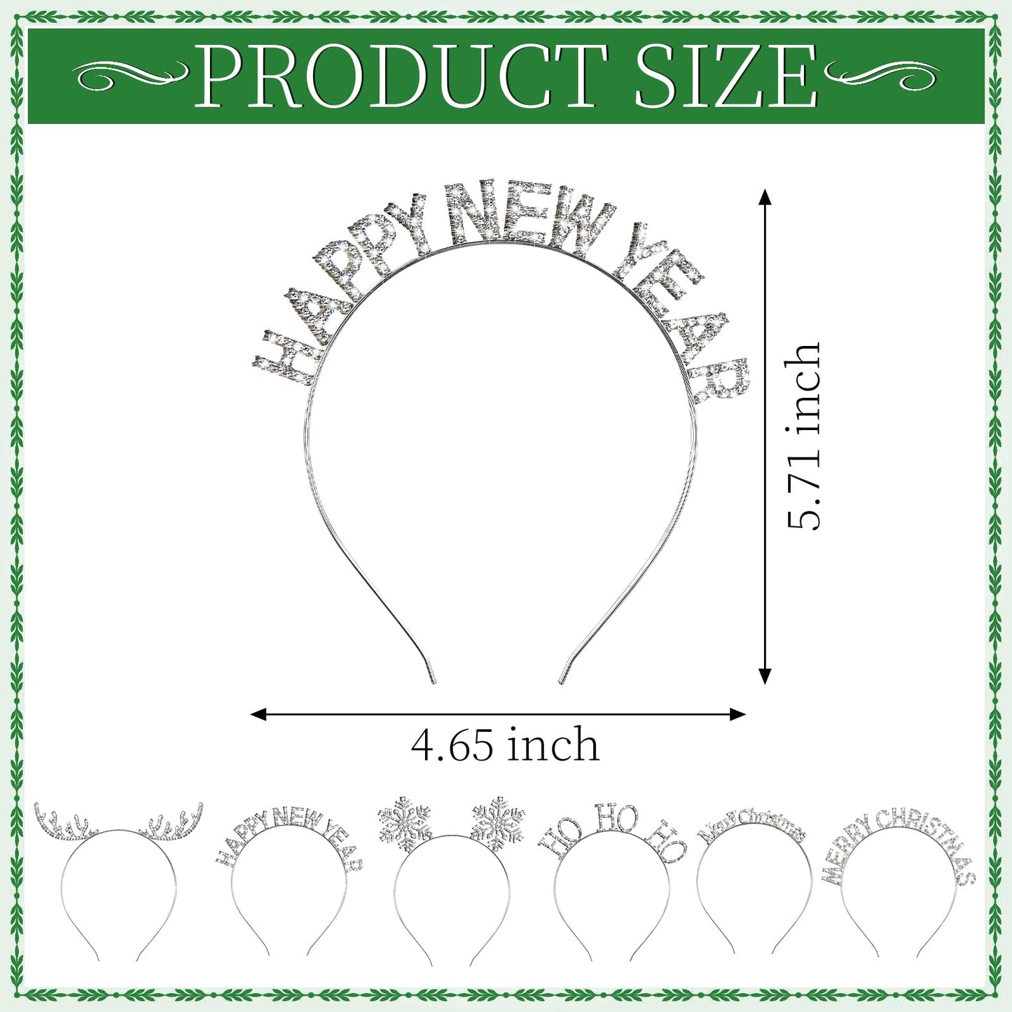Yunlly 6 Pcs Christmas Headbands Set Rhinestone Xmas Headbands Snowflake Cute Reindeer Antler Hairbands Happy New Year Headband Tiara Crystal Merry Christmas Headpiece Accessories for Women(Silver)