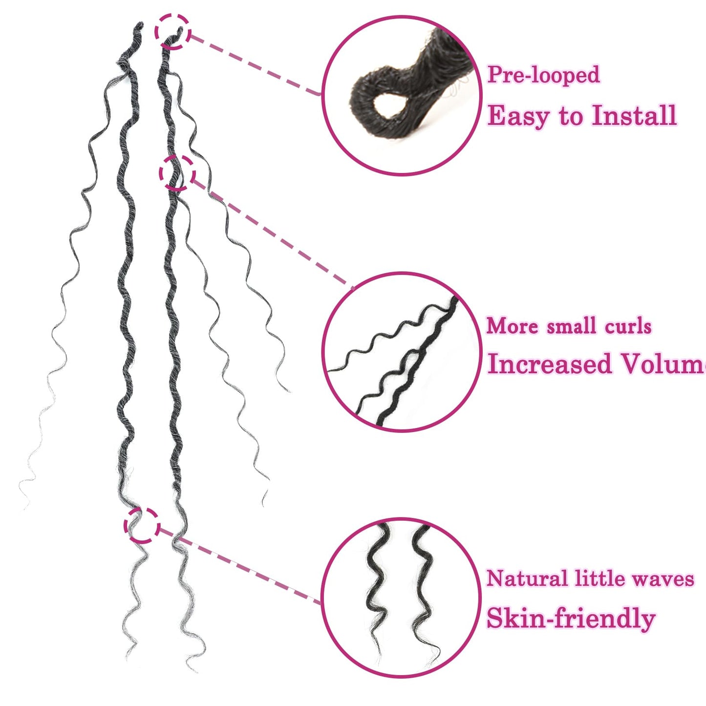 8 Packs Curly Faux Locs Crochet Hair 18 Inch Goddess Locs Crochet Hair, Hippie Locs Braids, Boho Style Hair Extensions (18 Inch, 8Packs, TGray)