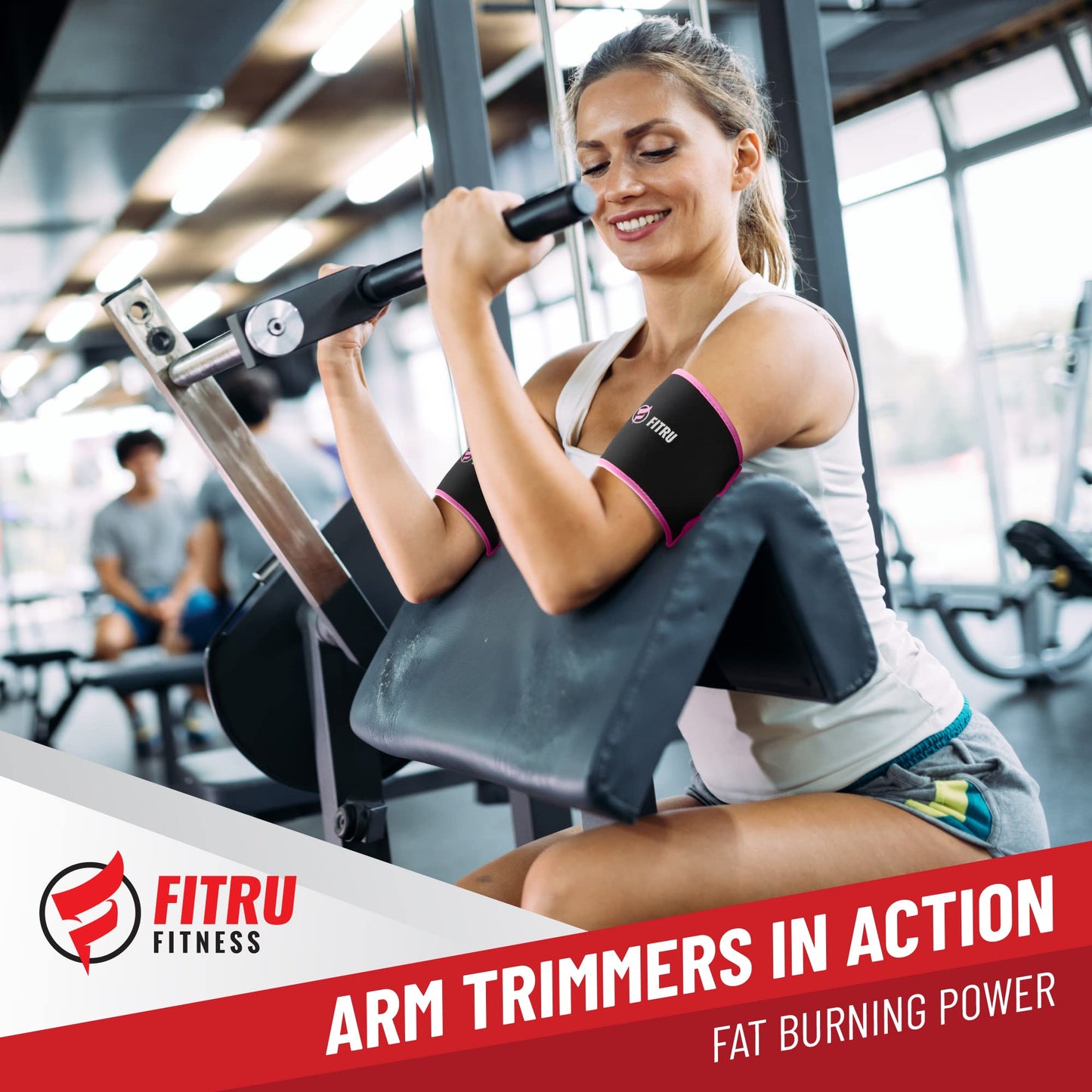 Fitru Premium Arm Trimmers for Men & Women | Sauna Arm Wraps for Flabby Arms Increasing Heat & Sweat During Exercise Pink