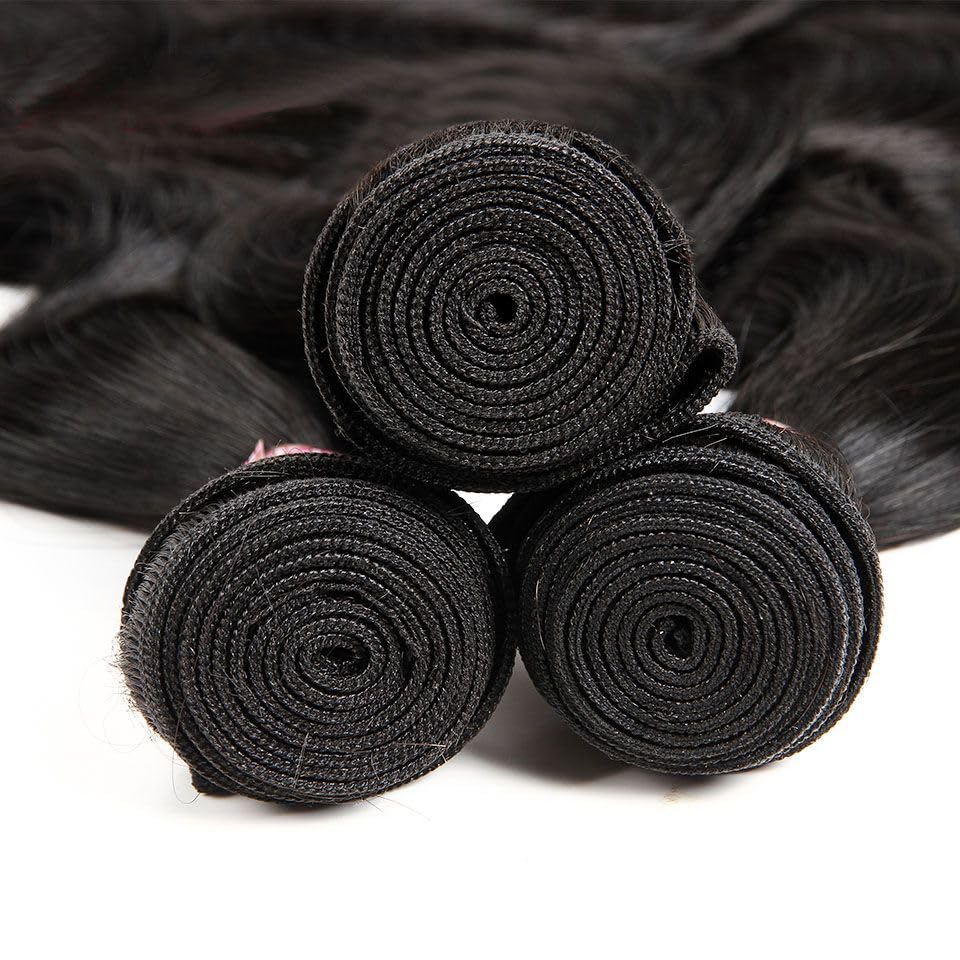 15A Human Hair Bundles Body Wave Hair 14 16 18 Inch 100% Unprocessed Brazilian Virgin Hair 3 Bundles Quick Weave Bundles Human Hair Natural Black (14 16 18,Body Wave 3 Bundles)