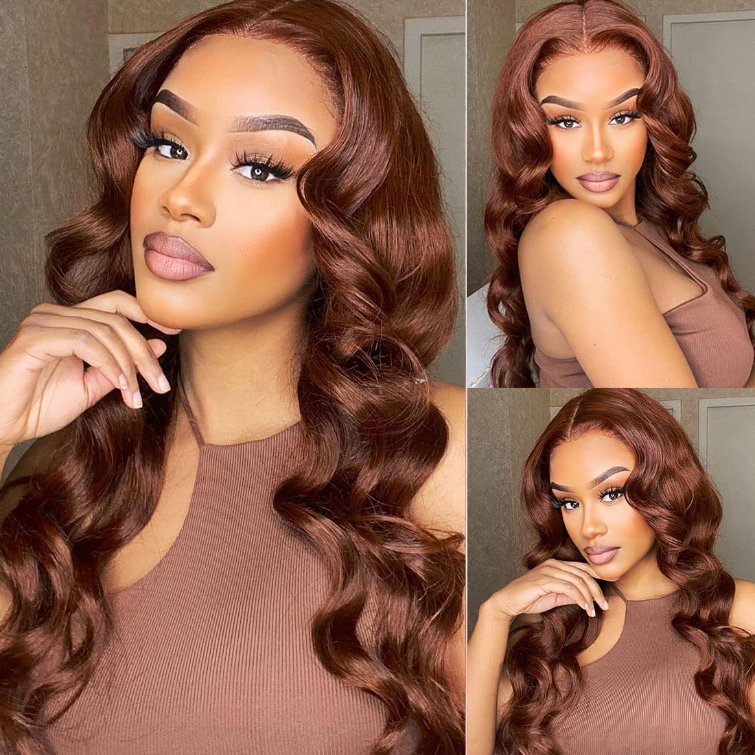 Julia Hair 12A Reddish Brown Body Wave Human Hair Weave 1 Bundle Human Hair for Women, Brazilian Remy Hair Auburn Brown Copper Red Human Hair Bundle Wavy Weaves for Sew in Extensions 33B Color 10 Inch