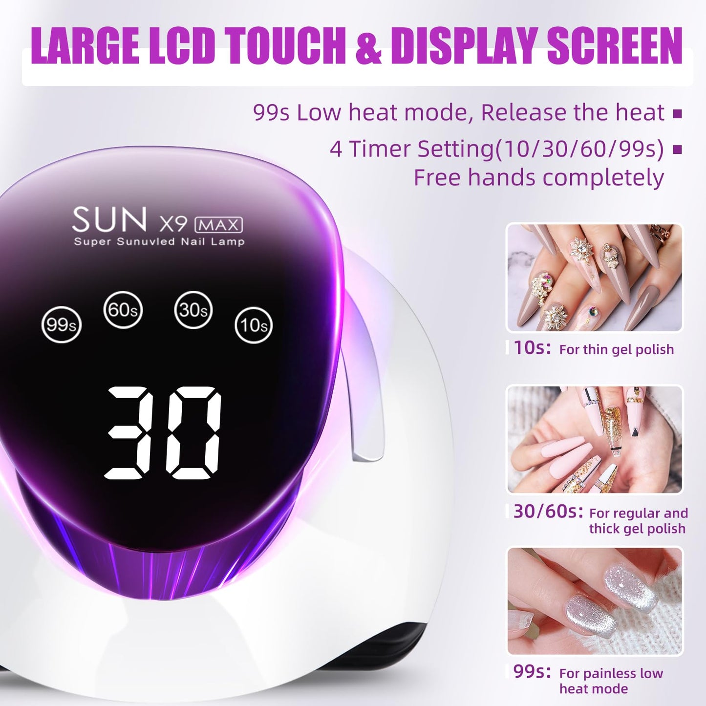 220W UV LED Nail Lamp, UV Light for Nails Gel Polish with 57 Lamp Beads 4 Timer Setting & LCD Touch Display Screen, Auto Sensor, Professional Nail Light UV Nail Lamp for Gel Nails
