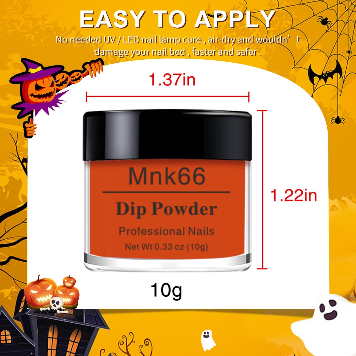 6 Colors Dip Powder Set, Red Orange Glitter Hallowen Dipping Powder Color Set, Glossy Nail Art Manicure DIY Salon Home Gift for Ladies (YYSDDPS-06-6pcs)