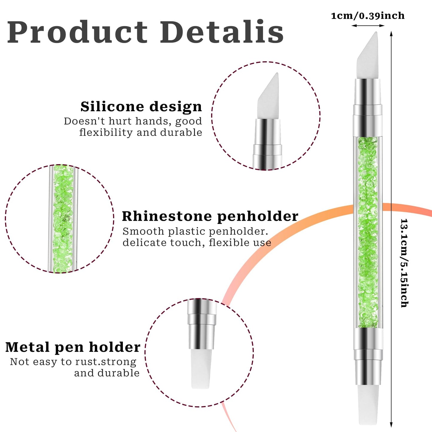 5 Pcs Nail Art Sculpture Pen Dual Tipped Silicone Nail Tools Nail Art Acrylic Pen Silicone Brushes for Resin Nail Art Tools for Design Nail Foil Carving Drawing Shaping Drawing Effect