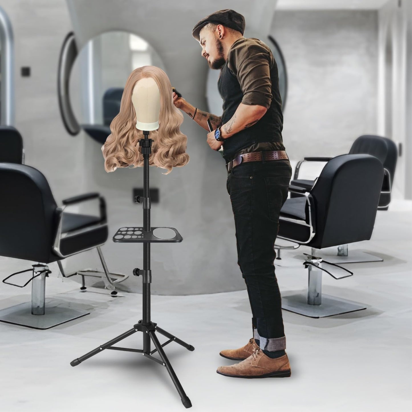 22.5 Inch Mannequin Head for Wig, Canvas Wig Head with Mount Hole, Manikin Head for Wig Making, Styling and Display, Head Contour More Realistic