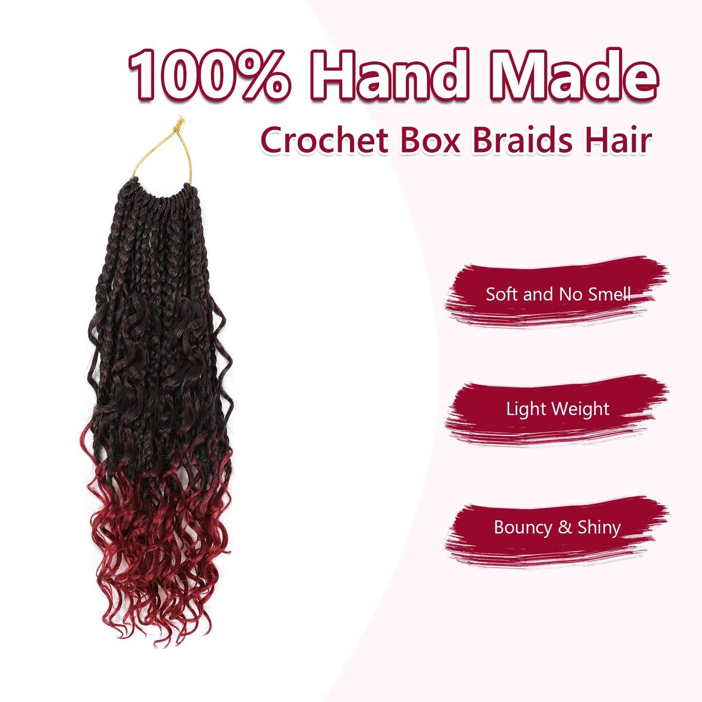 8 Packs Crochet Box Braids- 10 Inch Bohomian Box Braid Crochet Hair Boho Box Braids Crochet Braids Hair Synthetic Braiding Hair Goddess Box Braids Crochet Hair for black women (10(8Packs), 1B/Bug)