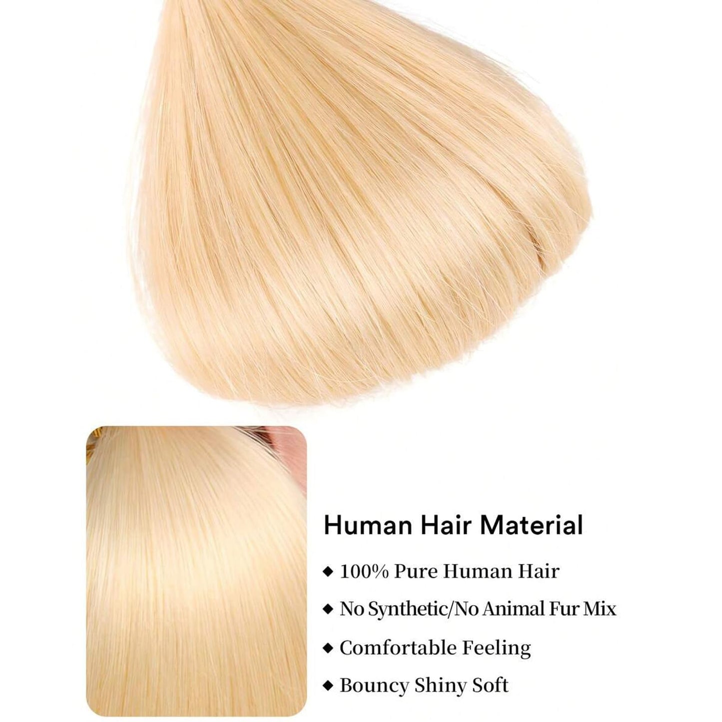 613 Bundles Human Hair Extensions 100g/Bundle 613 Color Real Human Hair Extensions For Women Light Blonde Color Human Hair Bundles 2-3set Can Be Full Head (28 Inch)