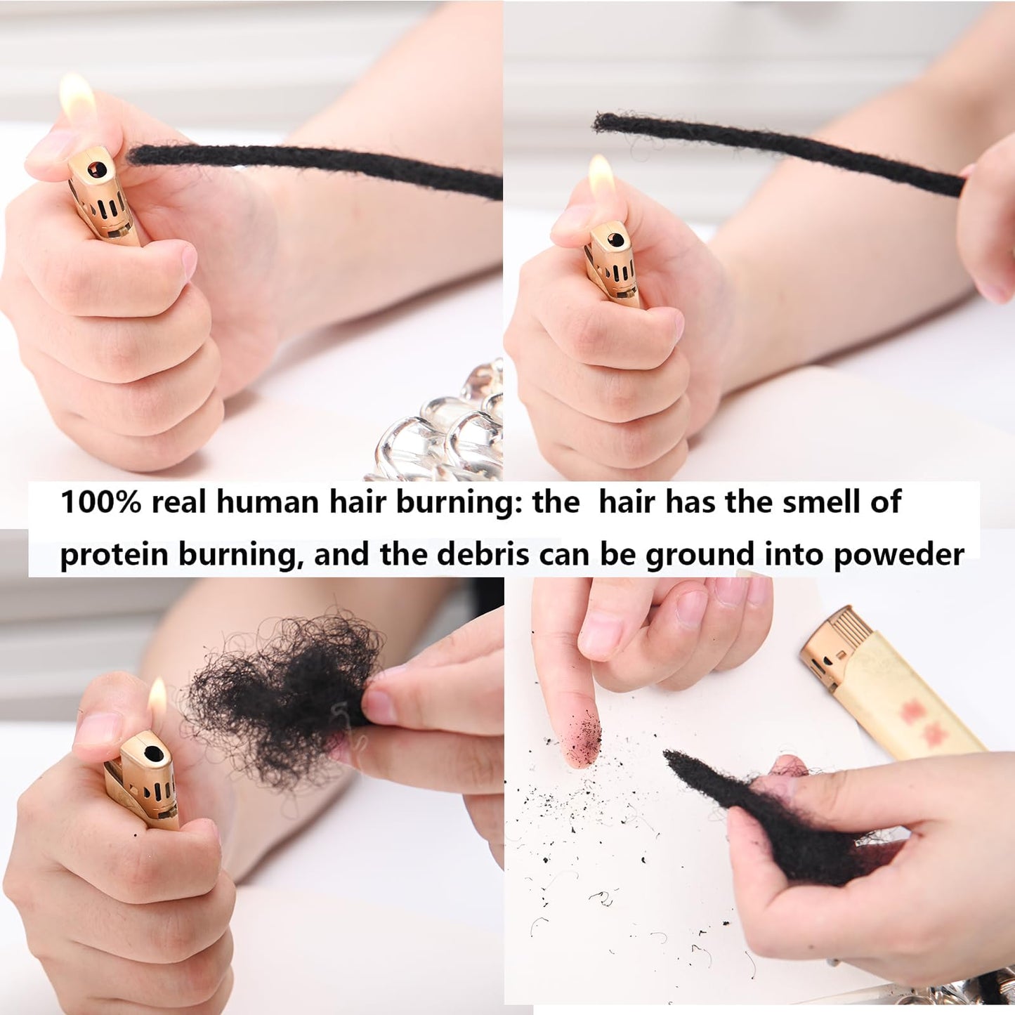 4 inch 0.4cm Thickness Loc Extensions Human Hair 100 Strands Dreadlock Extensions Human Hair For Women Men 100% Full Handmade Permanent Loc Extensions Can Be Dyed And Bleached Curled (Natual Black)