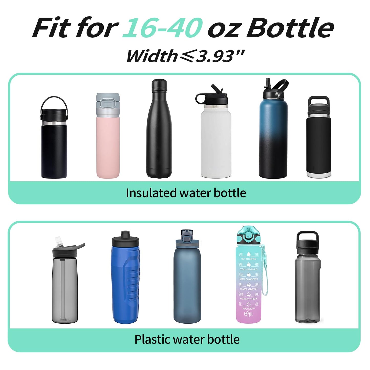 AceTreker 32 oz 40 oz Water Bottle Sleeve, Insulated Sport Water Bottle Holder with Strap & Paracord Handle, Flask Carrier Sling Bag with 4 Pockets for Walking Hiking-Wild Rose
