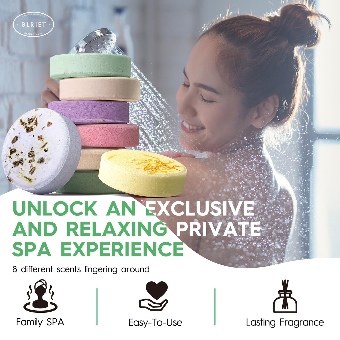 Shower Steamers Aromatherapy Spa Gifts for Women 8 Pack, Shower Bombs Birthday Gifts for Mom with Lavender Natural Essential Oils, Self Care Gifts for Women & Lover