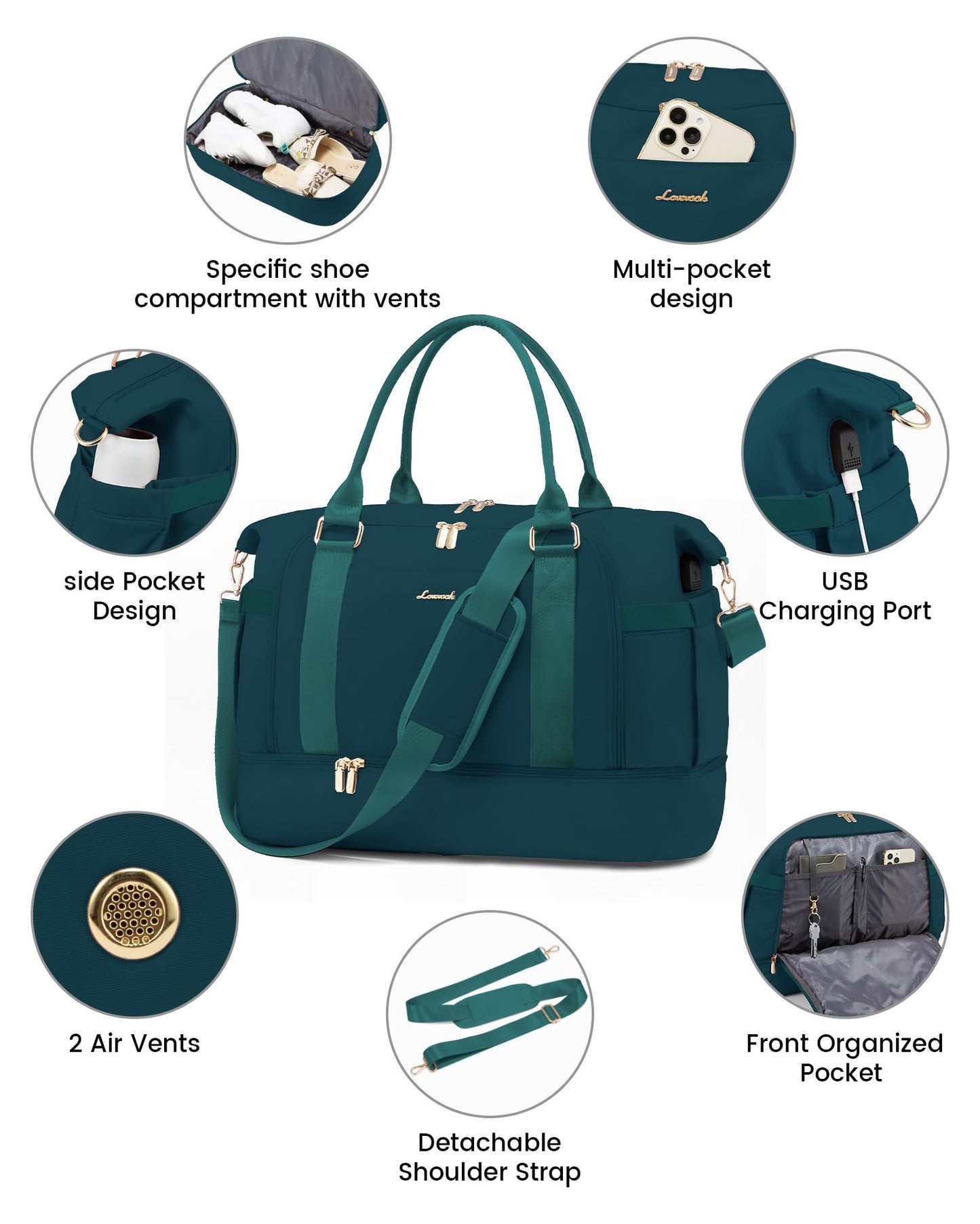 Gym Bag for Women LOVEVOOK Travel Duffel Bag with USB Charging Port,Weekender Bags for Women with Shoe Compartment,Carry on Overnight Bag with Toiletry Bag,Hospital Bags for Labor and Deliver