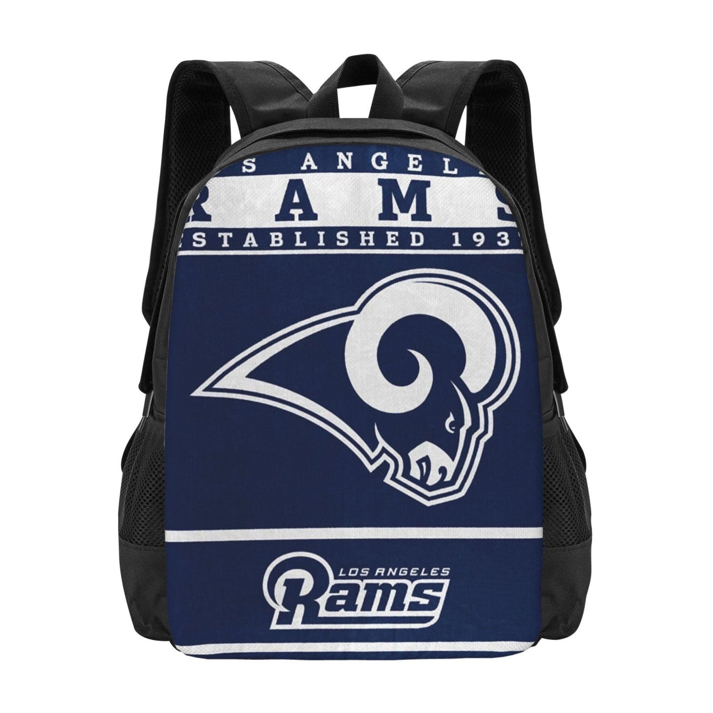 EWLTFM Football Team Backpack Blue Rams Team Logo Pattern Backpack Lightweight Large Capacity Laptop Backpack Casual Sport Travel Backpack Football Fans Gift Unisex, 17 In