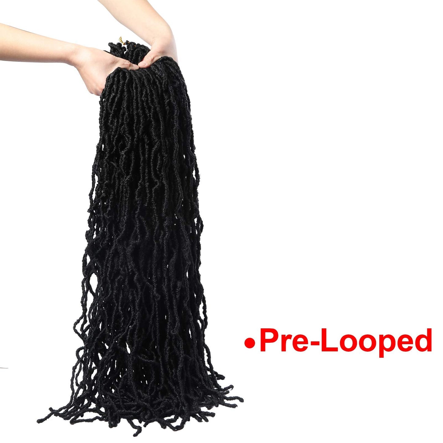 DUS 30 Inch New Faux Locs 6 Packs Natural New Soft Locs Crochet Hair Pre Looped long Styles Hair Extensions For Women (30 Inch(6 packs), #1B)
