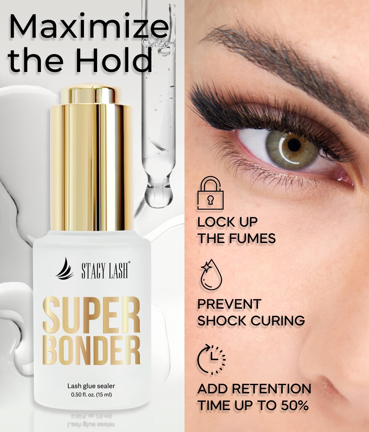 Super Bonder for Lash Extensions by Stacy Lash/Locks Eyelash Glue Fumes/Lash Extension Primer Complement/Lash Bonder for Mink Individual Lashes/Eyelash Extension Supplies