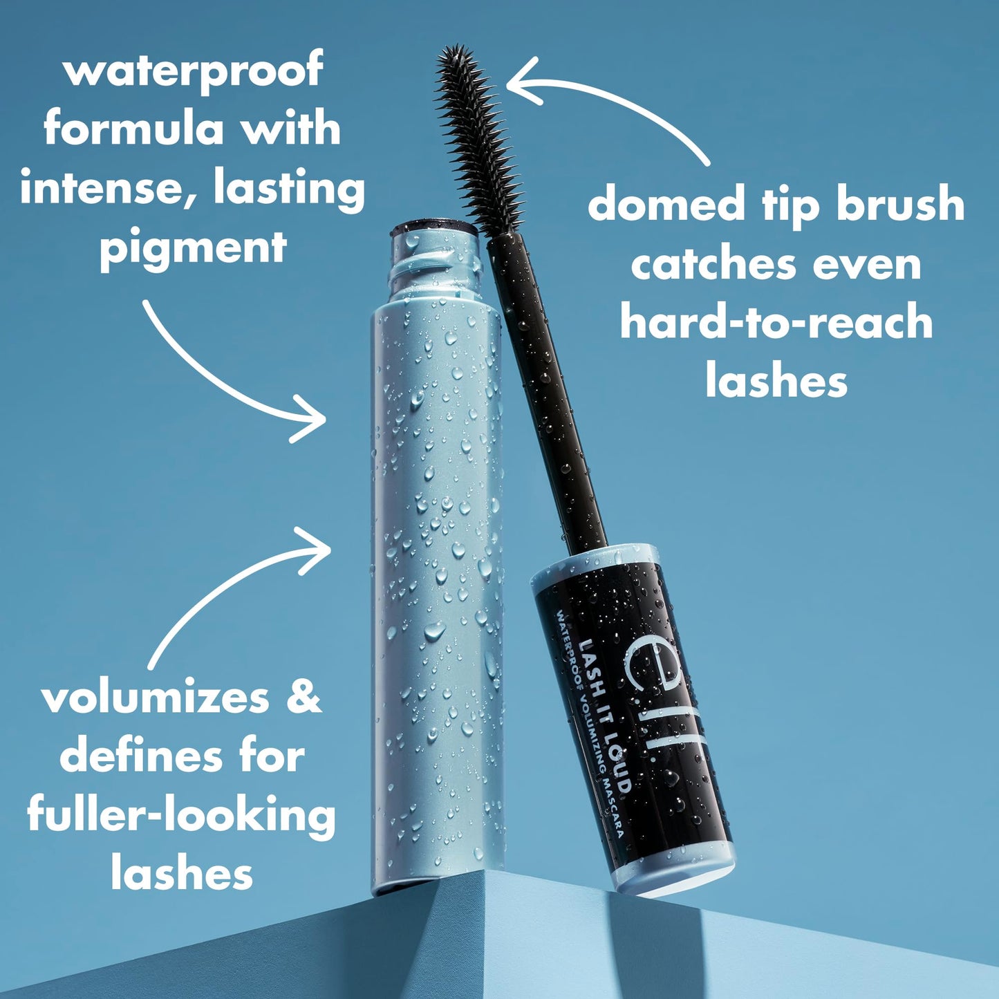 e.l.f. Lash It Loud Waterproof Mascara, Volumizing Formula For Mega Lashes, Creates Fuller & Bolder Eyelashes, Vegan & Cruelty-Free, Black