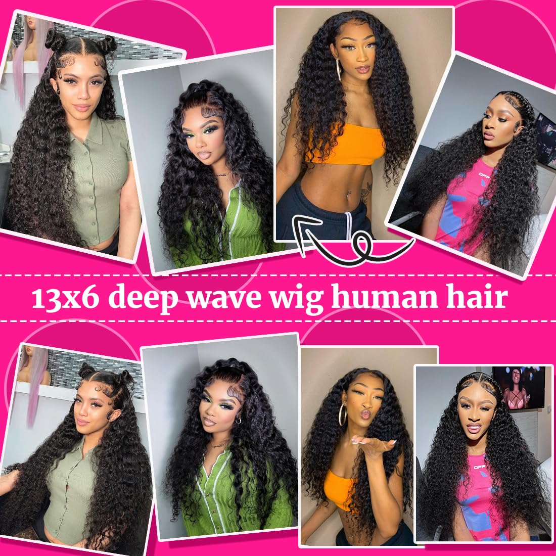 Ablvari 13x6 HD Lace Lace Front Wigs Human Hair 180% Density 13x6 Deep Wave Lace Frontal Wigs Human Hair Glueless Wigs for Black Women Pre Plucked with Baby Hair Natural Color 24 Inch