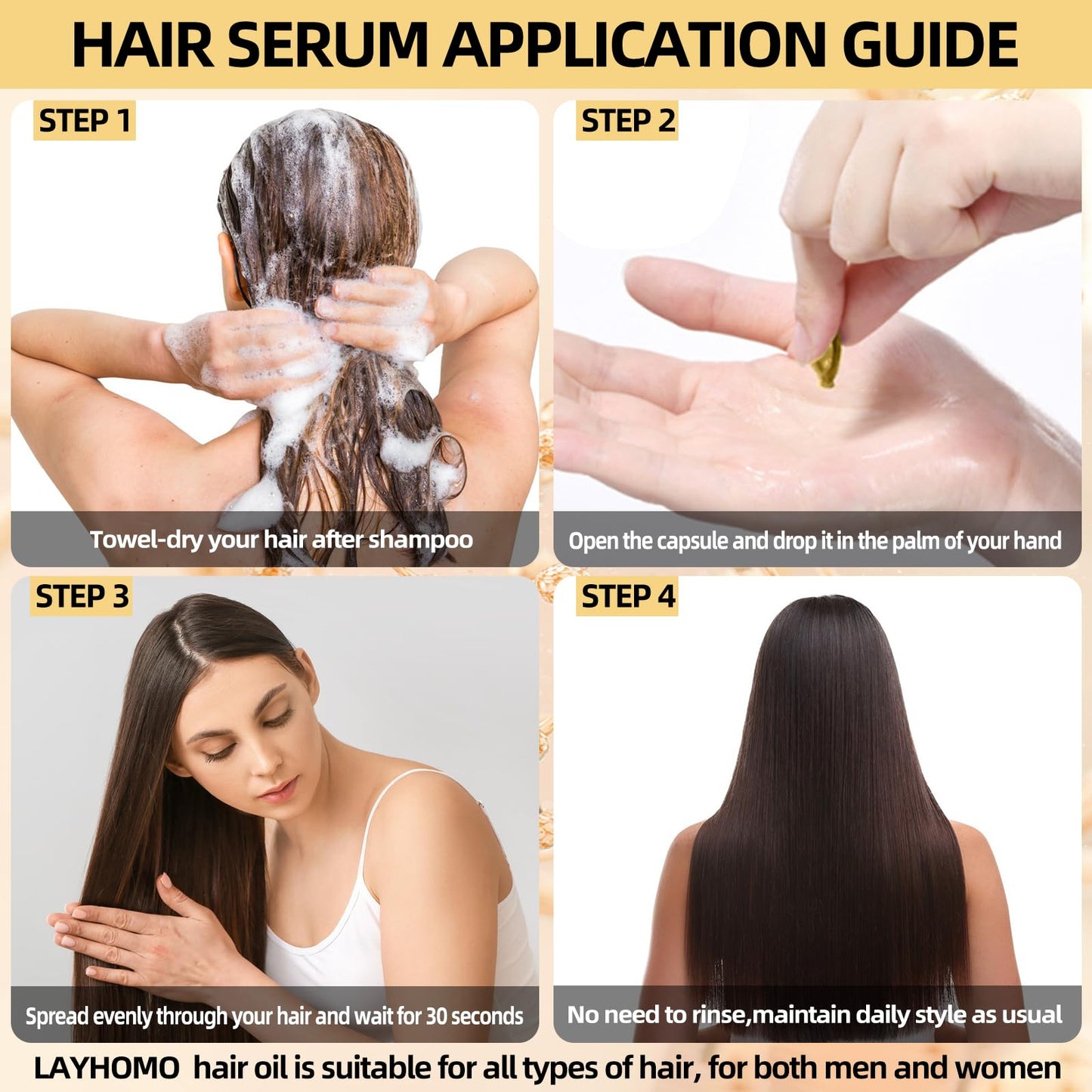 Keratin Hair Treatment Serum,60 Capsules Hair Treatment Oil for Dry Damaged Hair,Hair Oil with Keratin,Argan Oil-Leave-in Anti Frizz Conditioner with Vitamins A, C, E & B5- No Rinse for All Hair Types