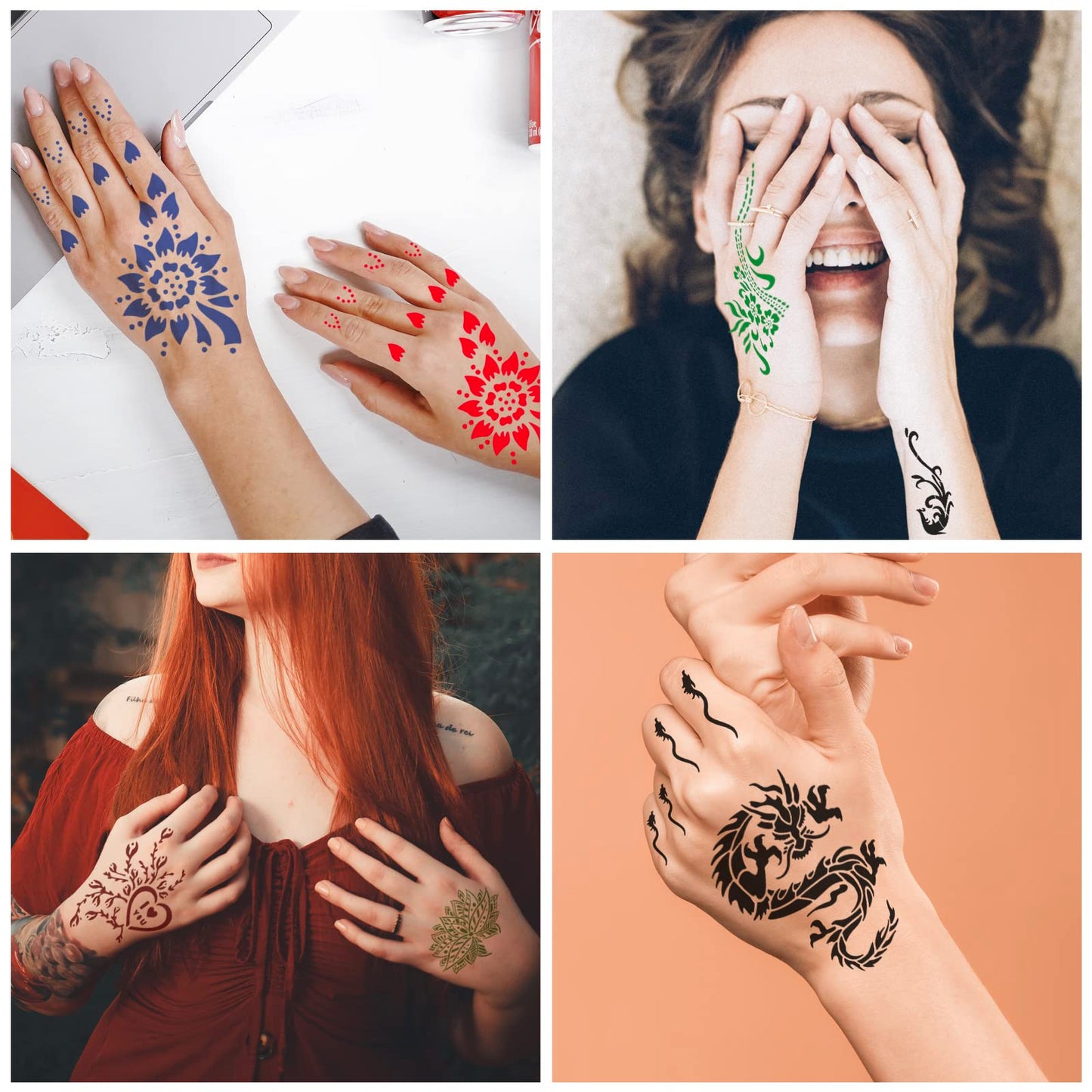 Kapopi Henna Tattoo Stencil Kit, Henna sexy temporary tattoo stickers For Women, girls and teenagers,Body Art Painting (Henna Tattoo Kit A)