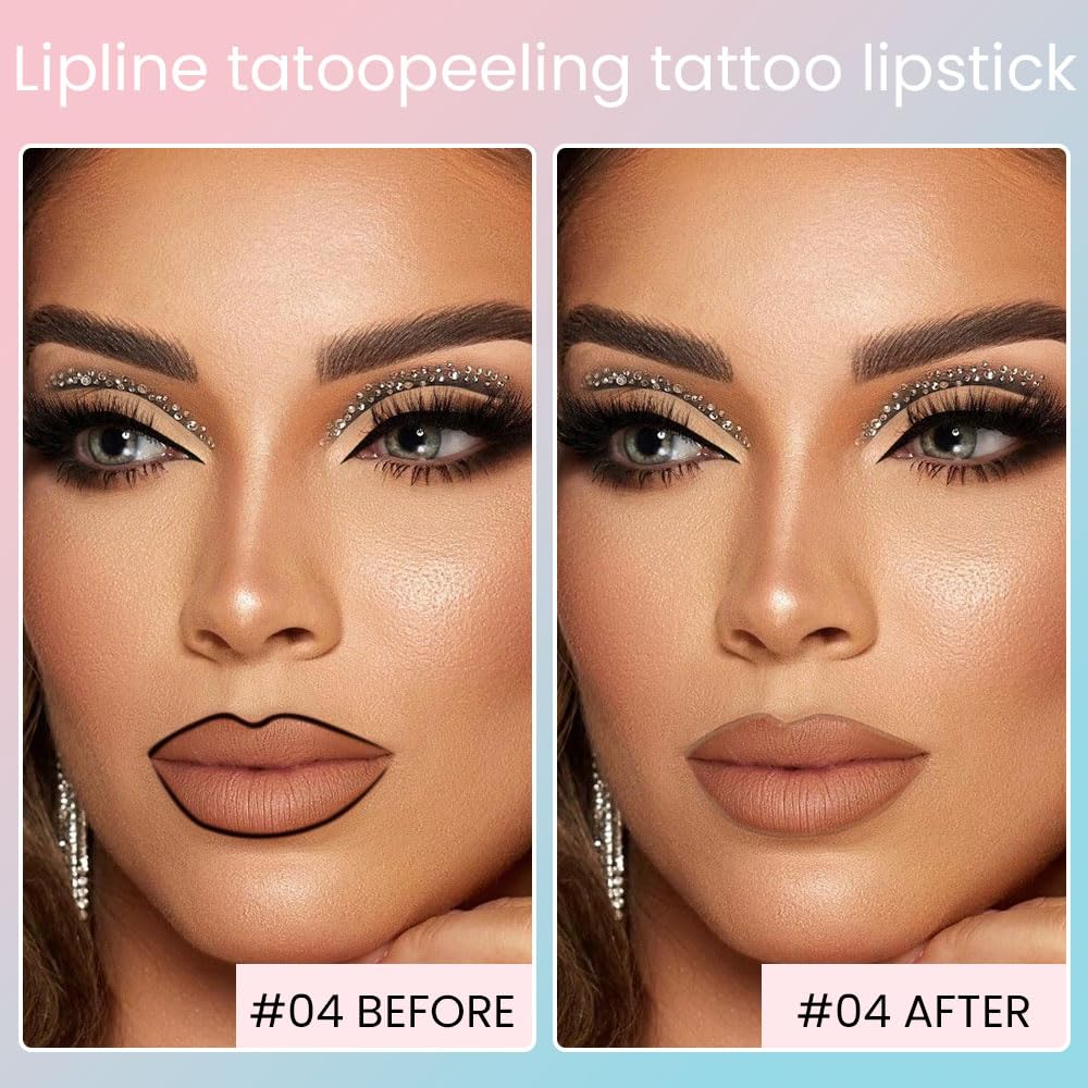 3Pcs Lips Stain Peel Off Set, Lip Liner and Stains Tint Long Lasting for Women, Waterproof Transfer-Proof Longwear Nude Lipstains, Create A Natural Lip Color, SetB
