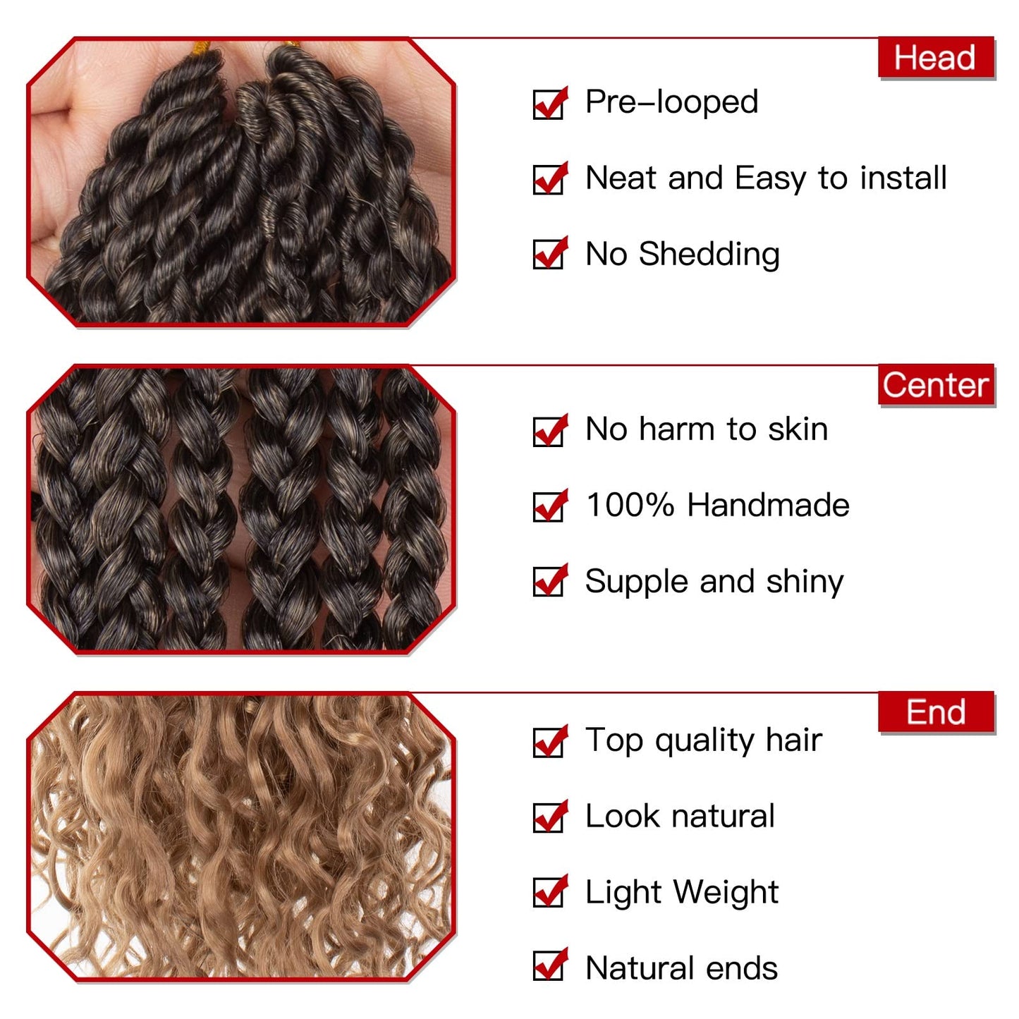 Xtrend 8 Packs 34 Inch Jumpo Box Braiding Hair Goddess Box Braids Crochet Hair Curly Ends Pre-looped Synthetic Long Braids for Women (12Strands/pack T27#)