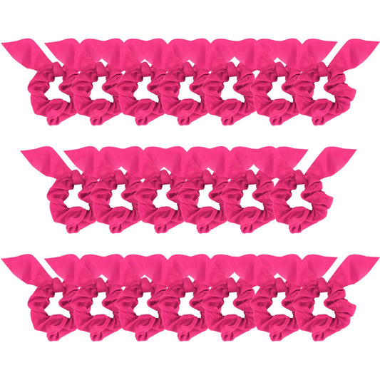 ACO-UINT 20 Pack Satin Silk Hair Accessories for Women: Hot Pink Scrunchies, Bow Ponytail Holders, and Ribbon Hair Ties for Thick Hair
