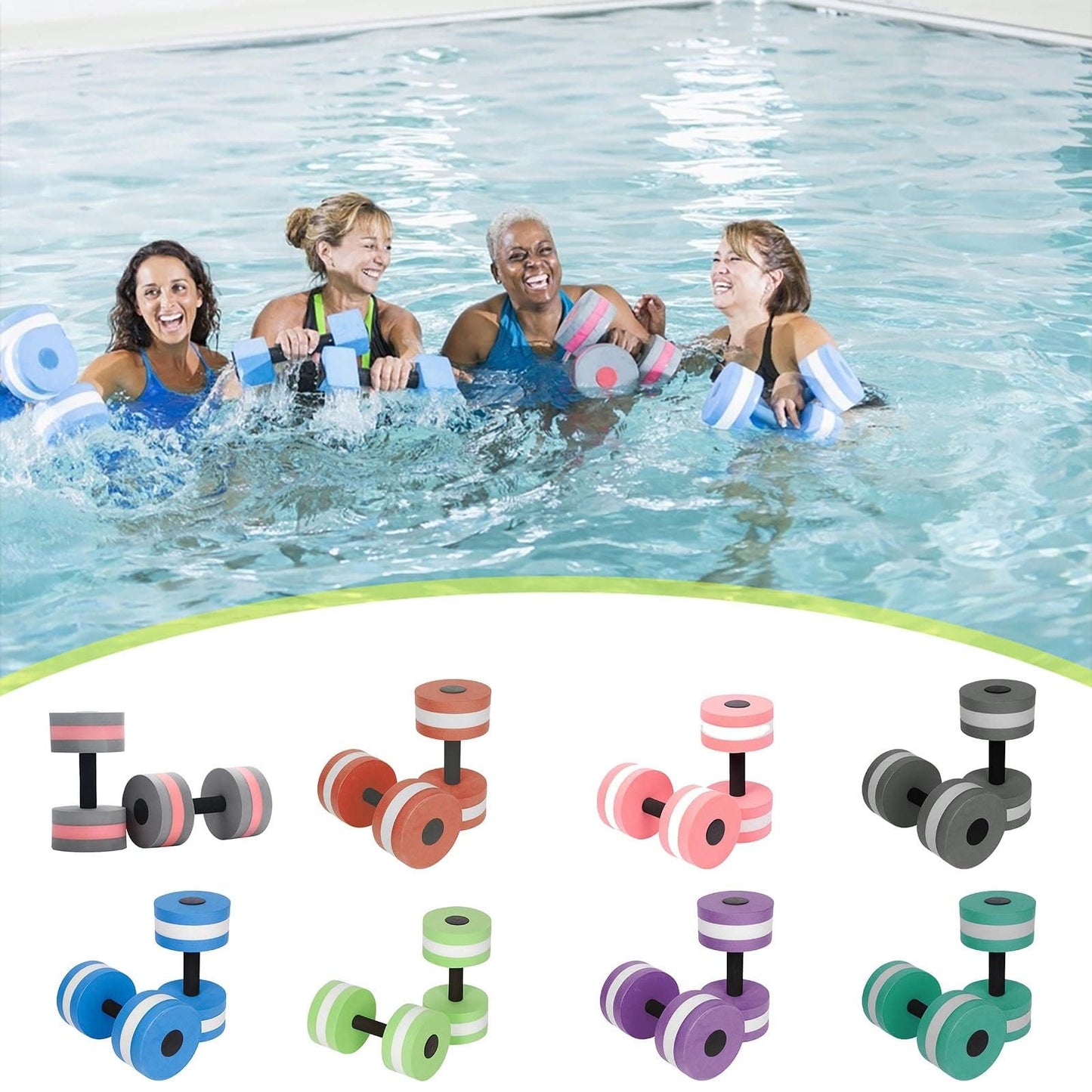 Water Dumbbells, Aquatic Exercise Dumbell, Set of 2 Aerobic Water Exercise Foam Dumbbells Pool Resistance for Men Women Weight Loss Water Sports Fitness Tool (purple)