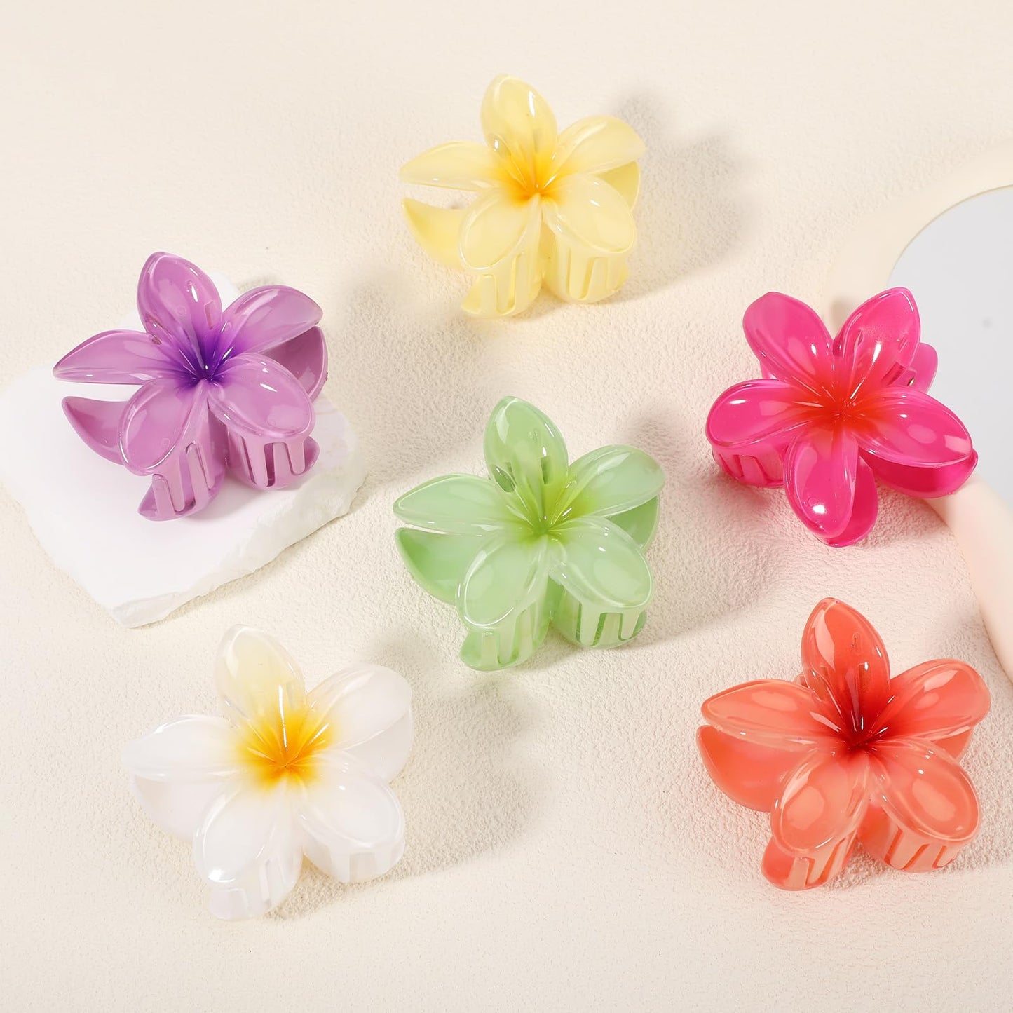 6PCS 3D Effect Flower Hair Clips Set【NO Damage】【Strong Grip】【Non-Slip】Hair Clips For Thin Hair/Thick Hair,Flower Claw Clips For Women,Multicolor B