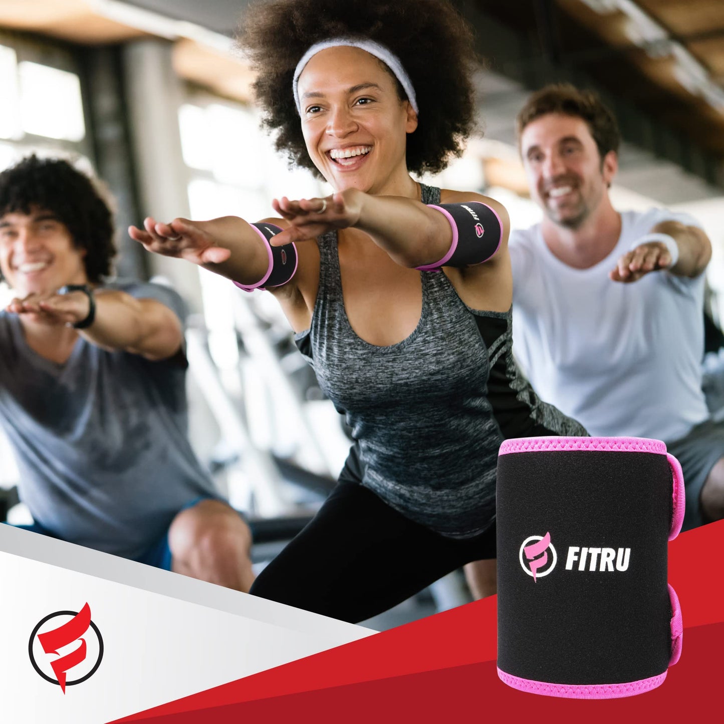 Fitru Premium Arm Trimmers for Men & Women | Sauna Arm Wraps for Flabby Arms Increasing Heat & Sweat During Exercise Pink