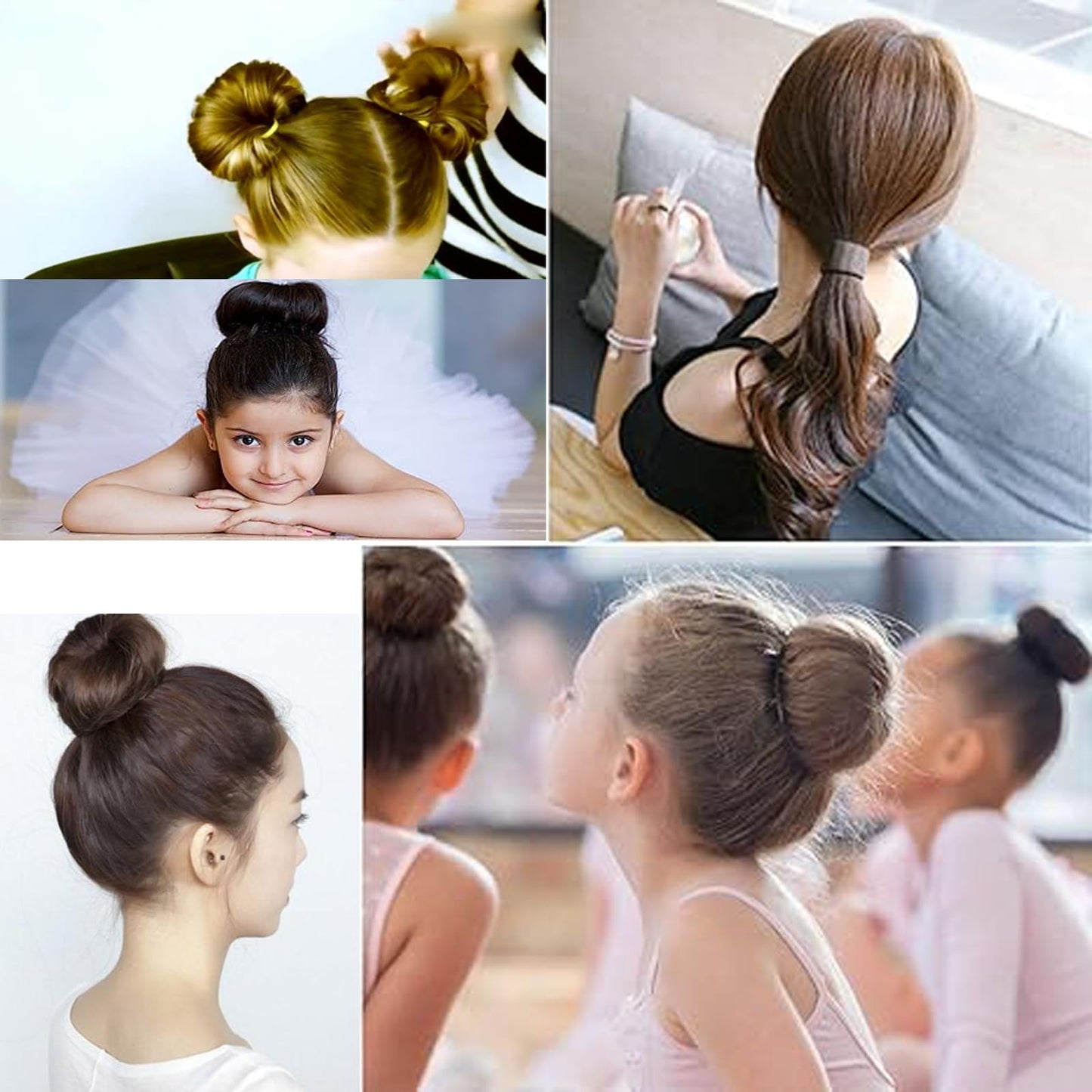 4 Pcs Magic Donut Bun Makers for Ballet Hairstyles - Light Brown (Women and Kids)