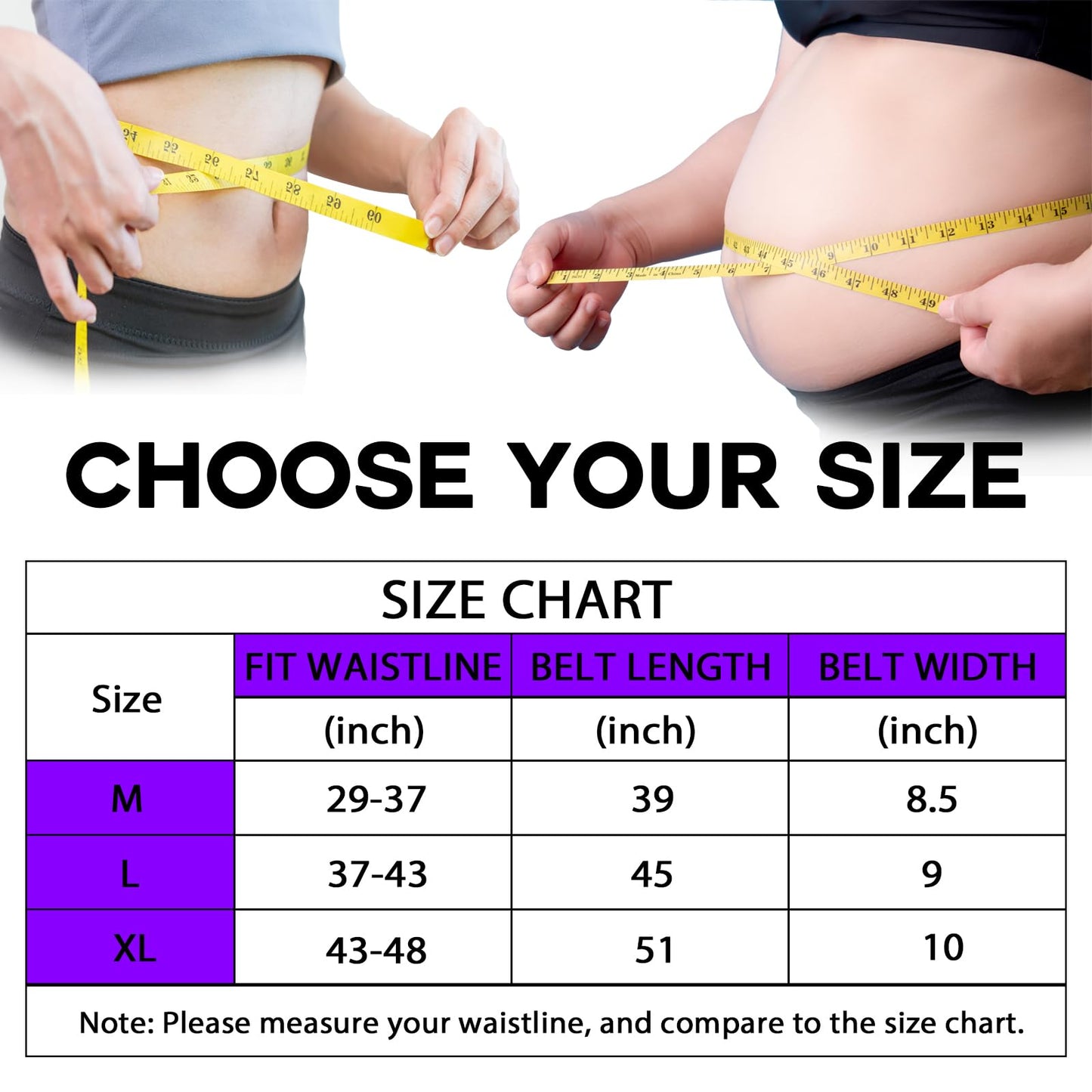 VIMUSFUN Waist Trimmer Belt Men Sweat Band Waist Trainer For Women Lower Belly Fat Tummy Stomach Wraps Waste Trainers Low Back Support Small/Medium/Large/Plus Size