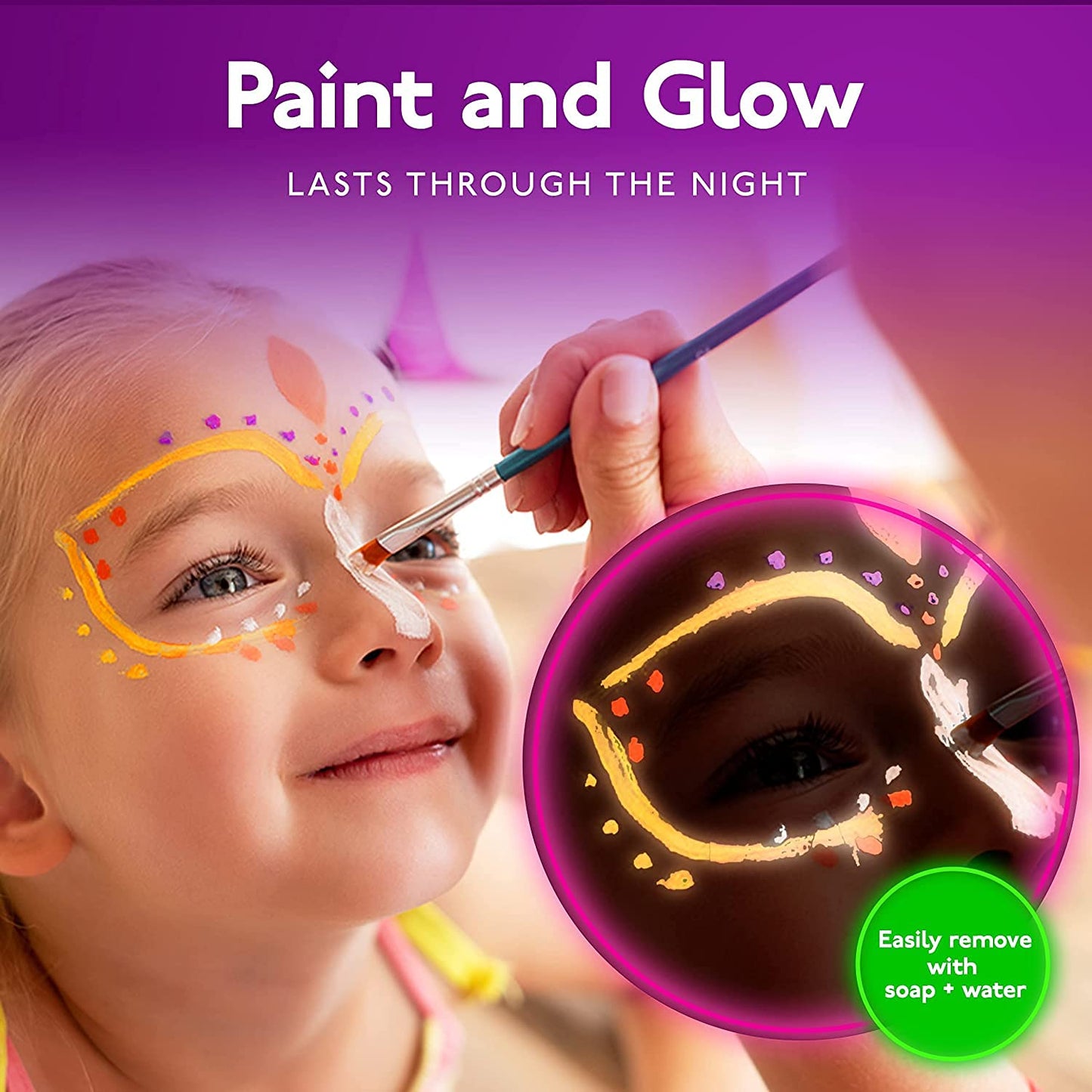 2x8 Neon Face Paint Palette, Glow in The UV Blacklight Body Paint, Water Based Fluorescent Face Painting Kit Palette, Water Activated Washable for Kids Adult Halloween Masquerades Club Makeup