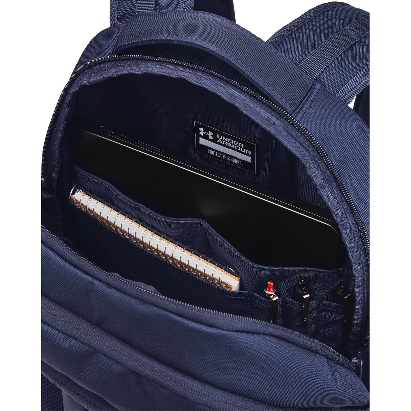 Under Armour Unisex-Adult Hustle 6.0 Backpack, (411) Midnight Navy/Midnight Navy/Metallic Silver, One Size Fits Most