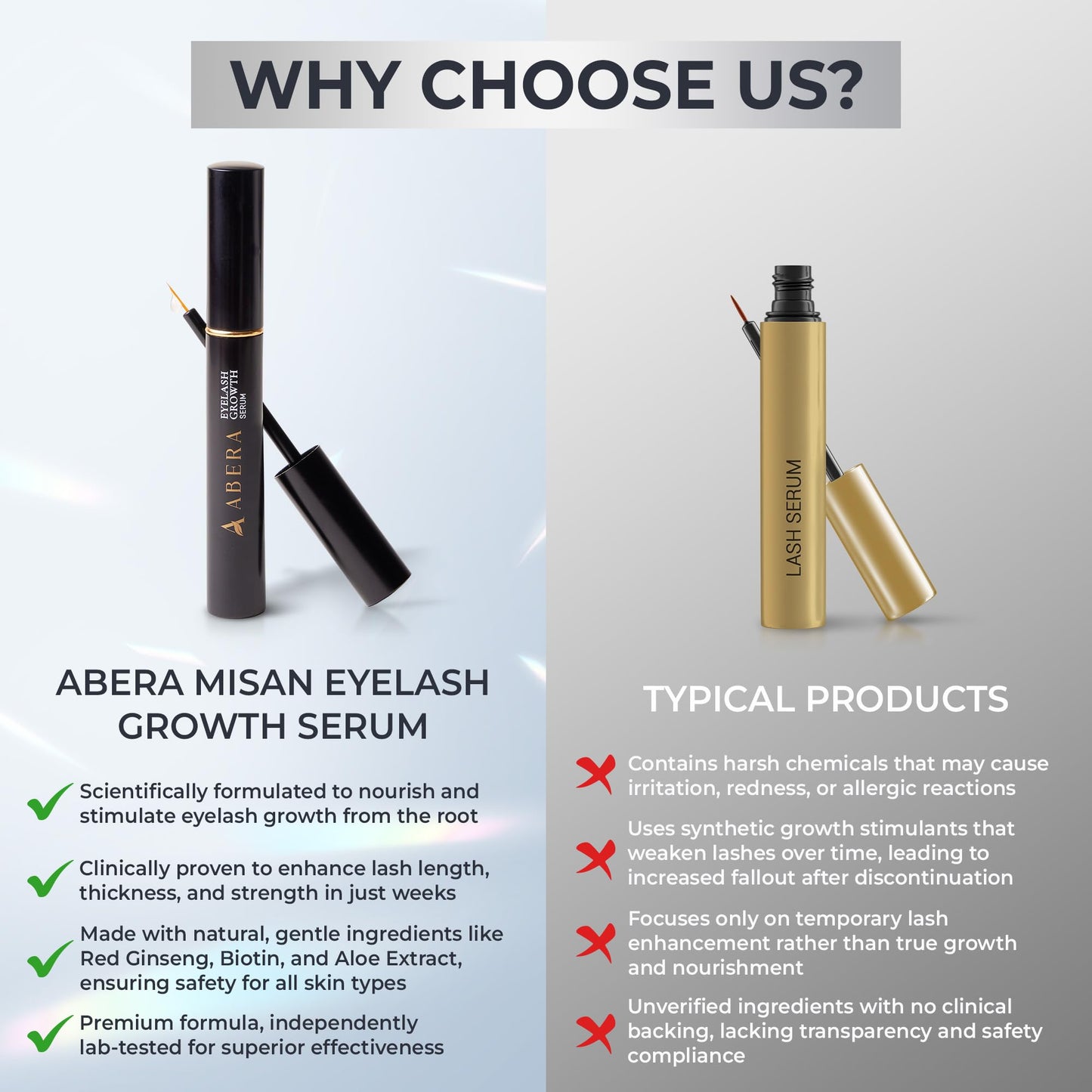 Abera Misan Eyelash Growth Serum (Upgrade Version) - Natural Lash Booster and Lash Enhancer, Regenerating and Nourishing Lashes Longer and Thicker (2. Set of 2 with Gift)