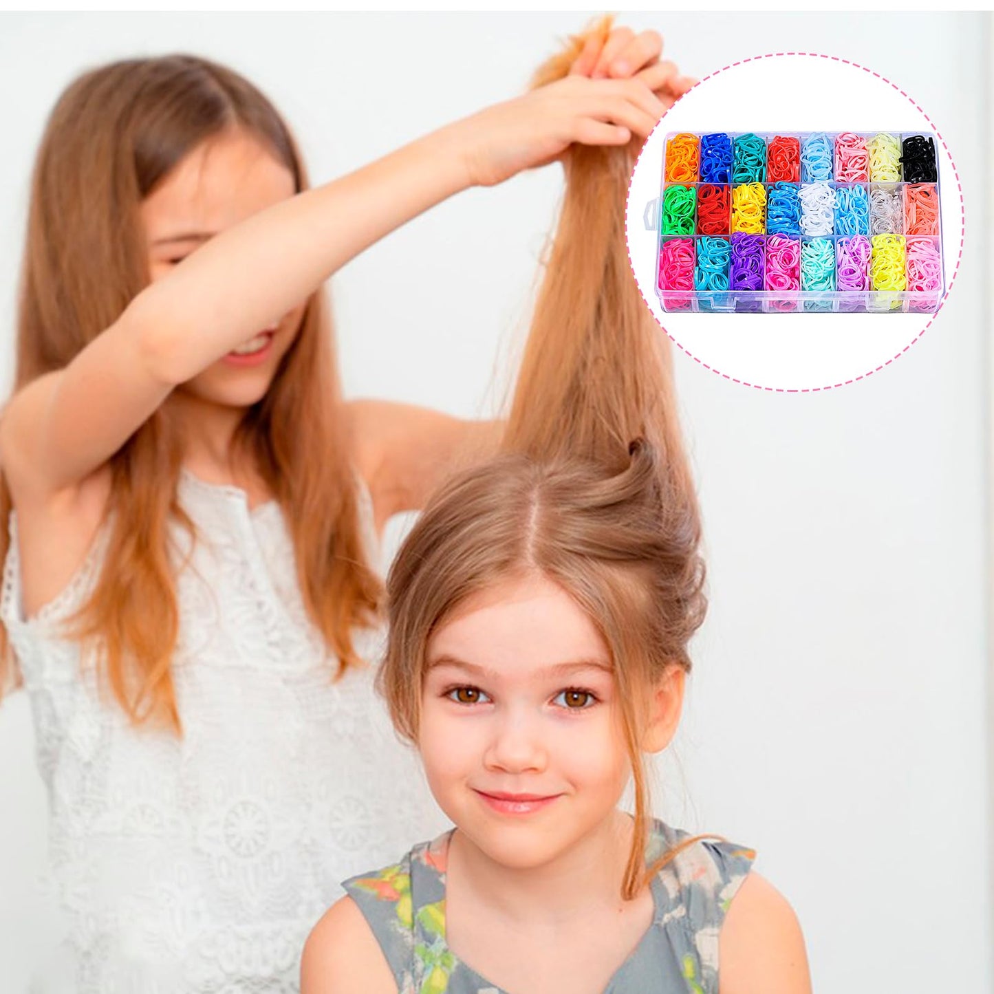 2000 Pcs Elastic Hair Rubber Bands for Girls, 24 Colors Small Girl Hair Ties Baby Hair Ties Elastic Rubber Bands with Hair Loop Styling Tool Hair Accessories for Toddler Baby Girl Hair