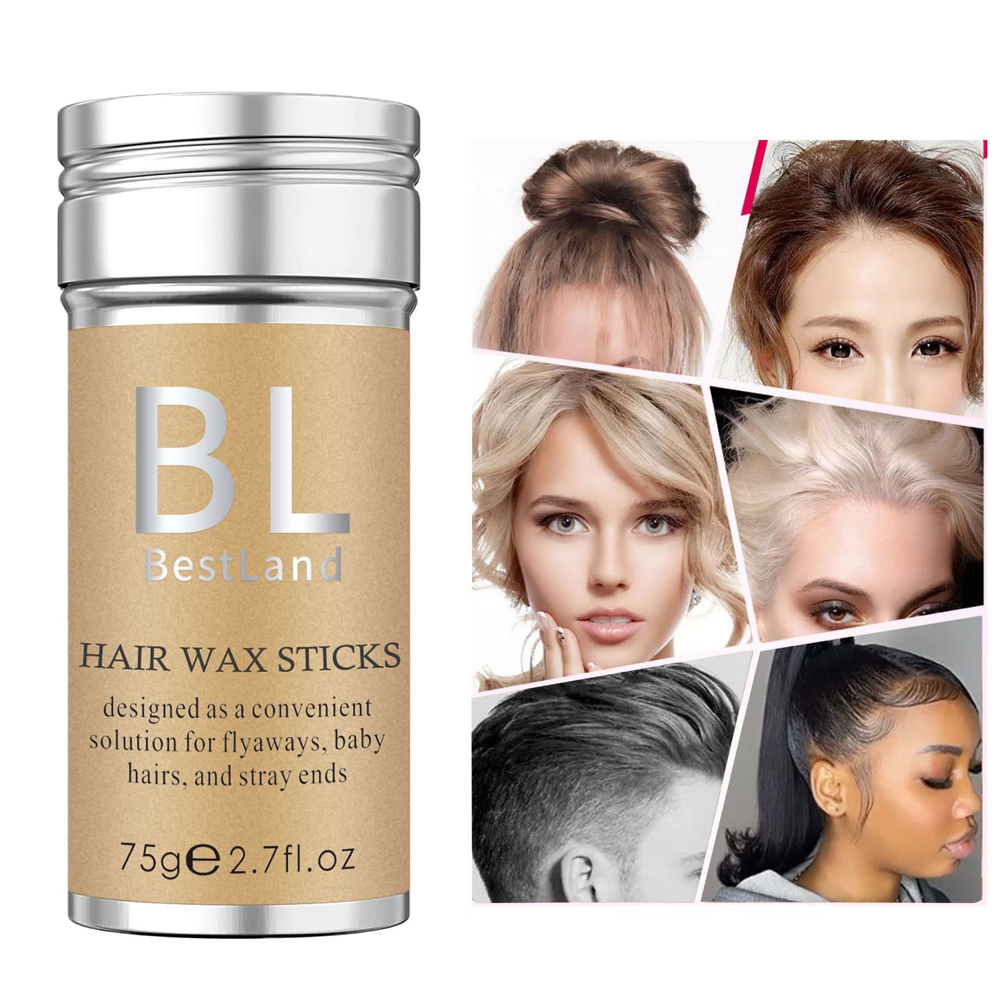 BestLand Hair Wax Stick – Non-Greasy, No-Residue Tamer for Flyaways, Frizz & Baby Hair, Styling Stick for Edges & Slick Back Looks, for Women, Men & Kids