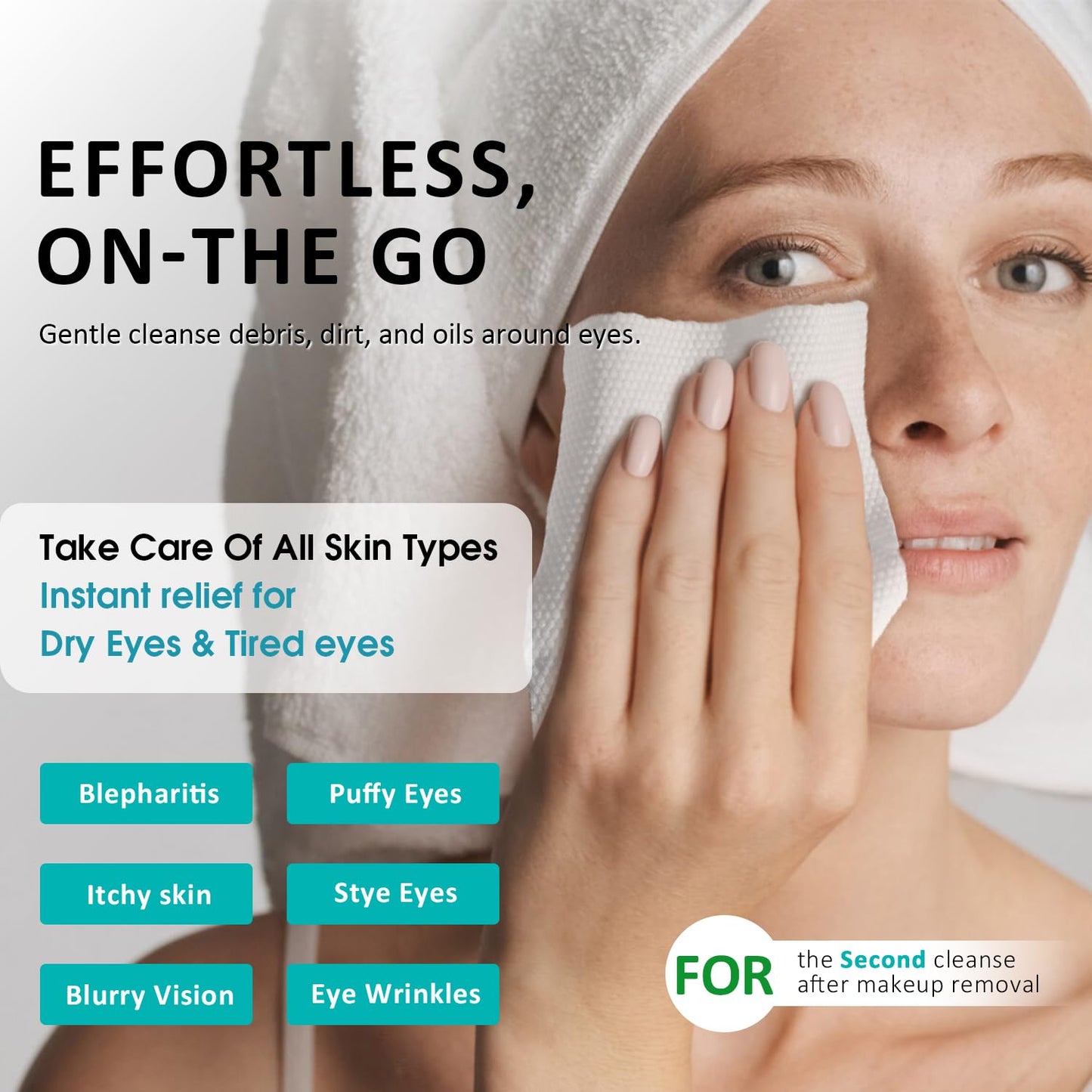 30PCS Eyelid Cleansing Wipes for Itchy & Dry Eyes, Saline Based Eye Wet Wipes with Tea Tree Oil, Daily Eye Wipes for Styes & Blepharitis, Moisture & Soothes Eye Cleansing Wipes For Sensitive Eyes