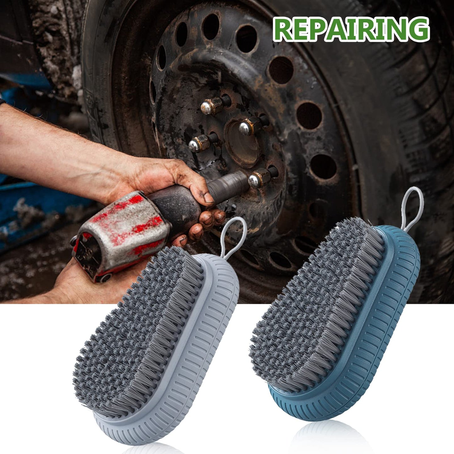 2PCS Heavy Duty Nail Brush for Cleaning Fingernails, Blue and Grey Fingernail Scrub Brush Durable Stiff Bristles Nail Hand Scrub Brush Toenail Brush Fingernail Brushes for Men Women Mechanics