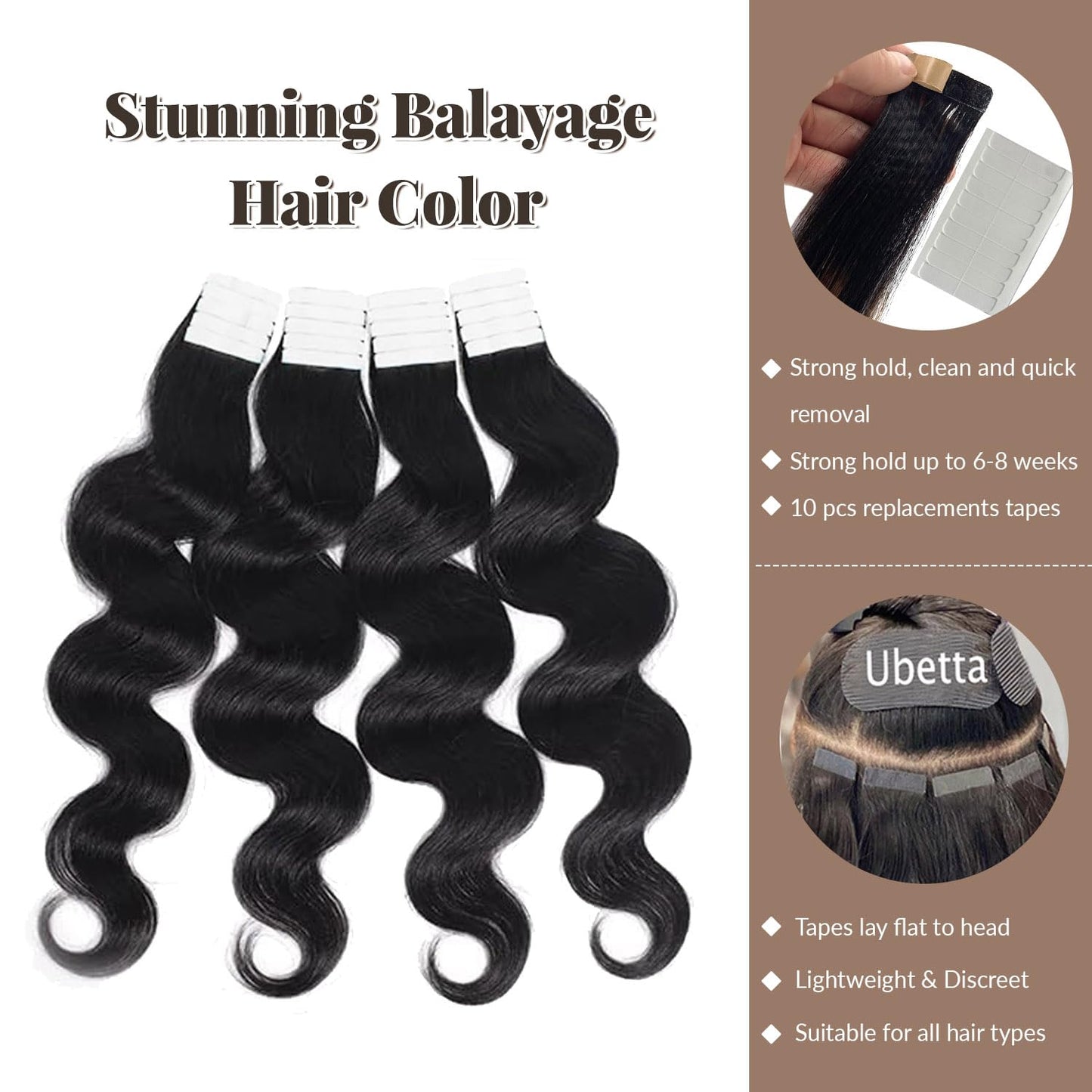 Tape in Hair Extensions Human Hair Body Wave Remy Human Hair Natural Black Extensions for Black Women Real Human Hair 12 Inch 50G/pack 20pcs Tape in Hair Extensions Human Hair Tape in Extensions