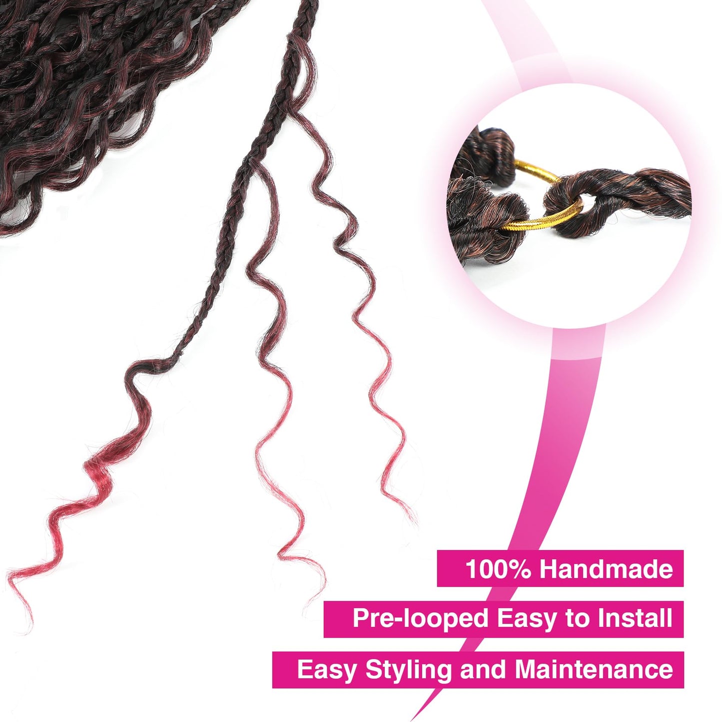 14inch Goddess Box Braids Crochet Hair Crochet Box Braids Curly Ends 3X Bohemian Crochet Box Braids Hair Synthetic Crochet Hair Extensions (14inch(Pack of 8), TBUG)