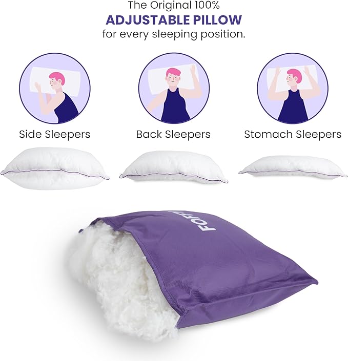 Adjustable Soft Bed Pillow for Back, Stomach, and Side Sleepers, Supportive, Cotton, Viscose, Breathable and Oeko-Tex Certified (Queen)