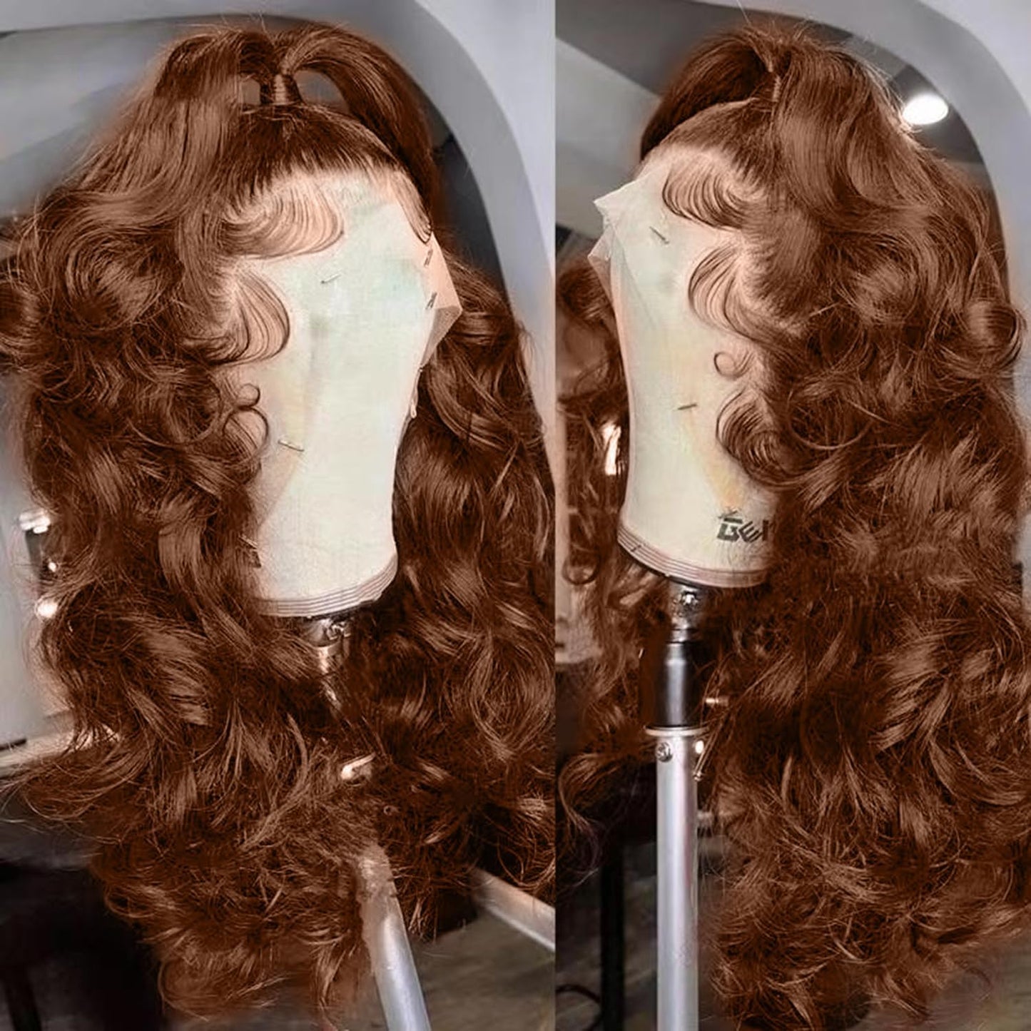 200 Density 13X6 Chocolate Brown Body Wave Lace Front Wigs Human Hair 13x6 HD Transparent Lace Front Wigs For Women Auburn Brown Colored with Baby Hair Glueless Wigs Human Hair Full And Thick 18 Inch