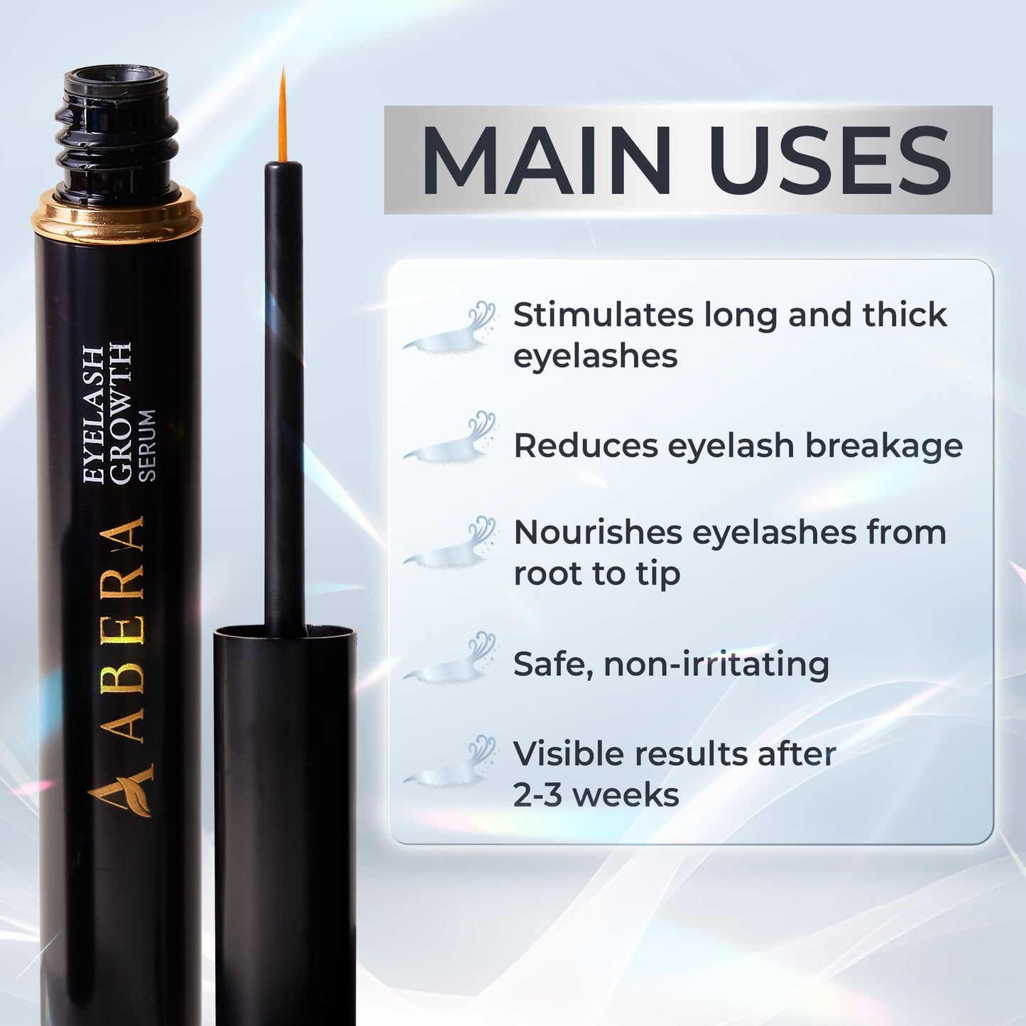 Abera Misan Eyelash Growth Serum (Upgrade Version) - Natural Lash Booster and Lash Enhancer, Regenerating and Nourishing Lashes Longer and Thicker (2. Set of 2 with Gift)
