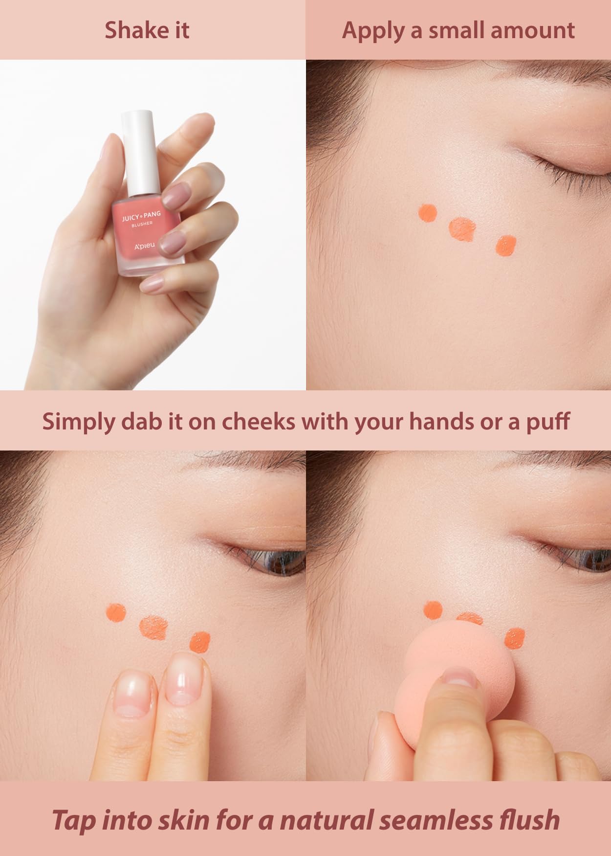A'PIEU JUICY-PANG WATER BLUSHER (BE01 - Fig Pearl) Korean Liquid Blush For Cheeks K Beauty Makeup